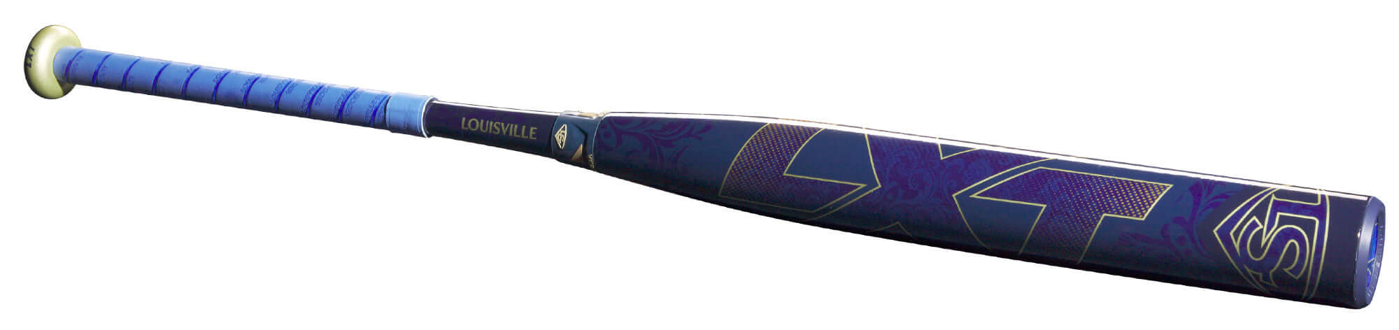 Louisville Slugger LXT 2025 Fastpitch Bat (-11) with blue grip and Speed Composite barrel for balanced performance.