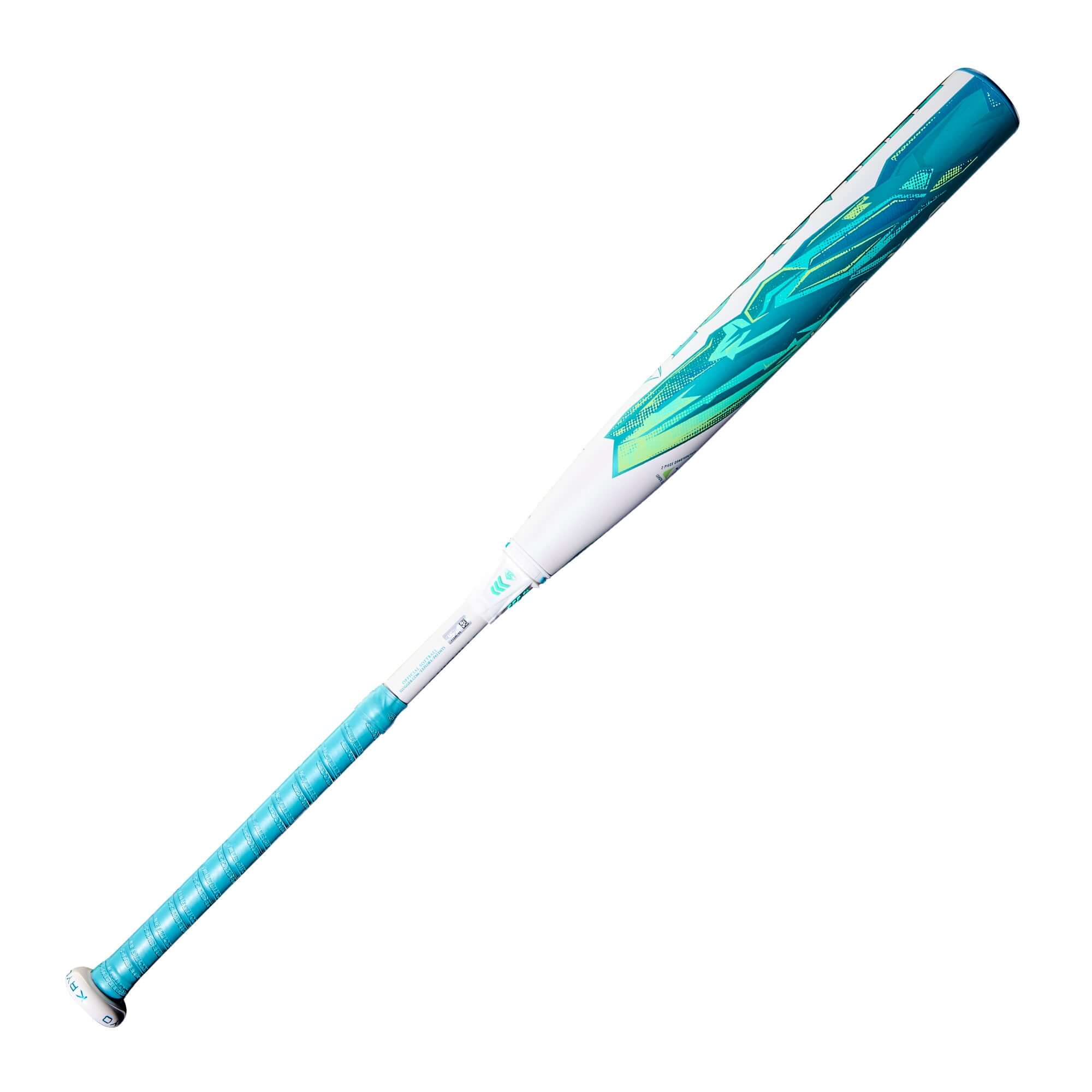 2026 Louisville Slugger Kryo (-10) Fastpitch Softball Bat in teal and white design, showcasing GO-EX1 Barrel System.