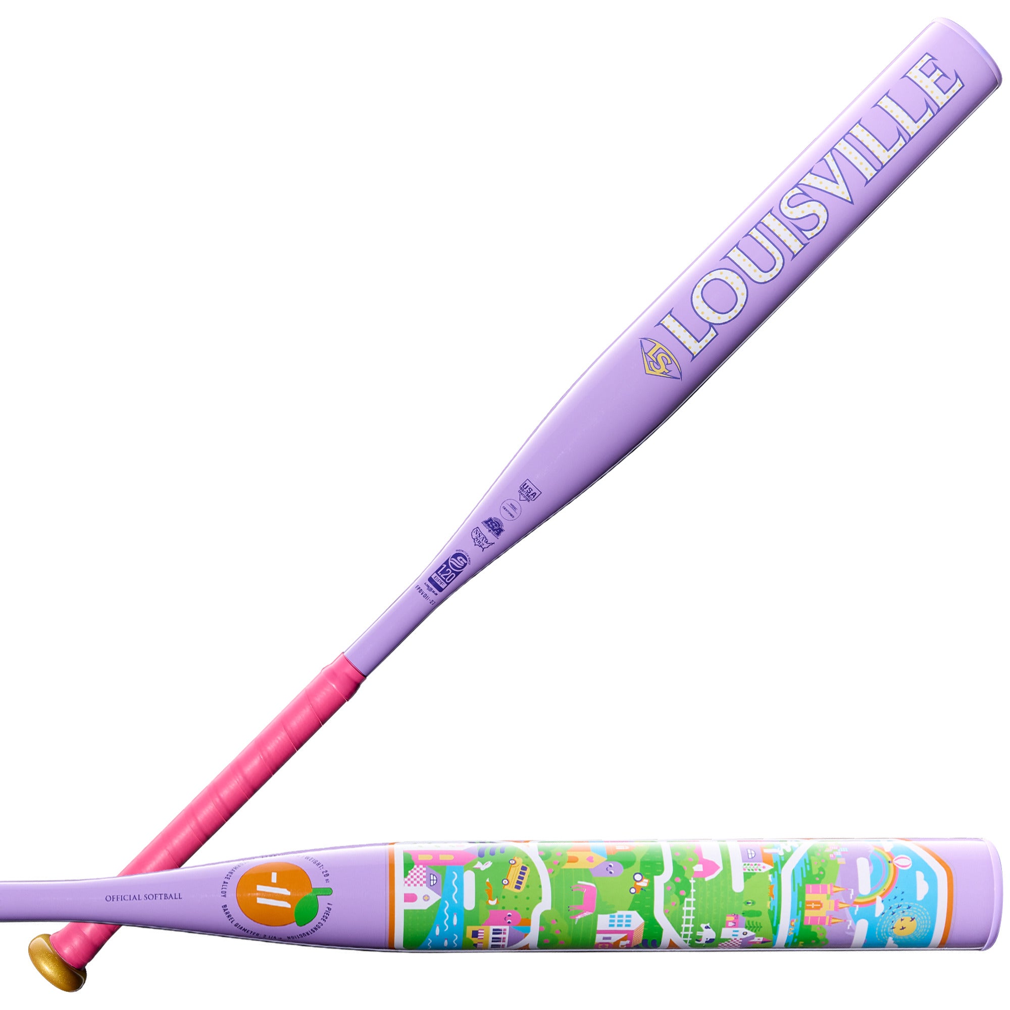 Louisville Slugger Diva Fastpitch Softball Bat combination front and back product views