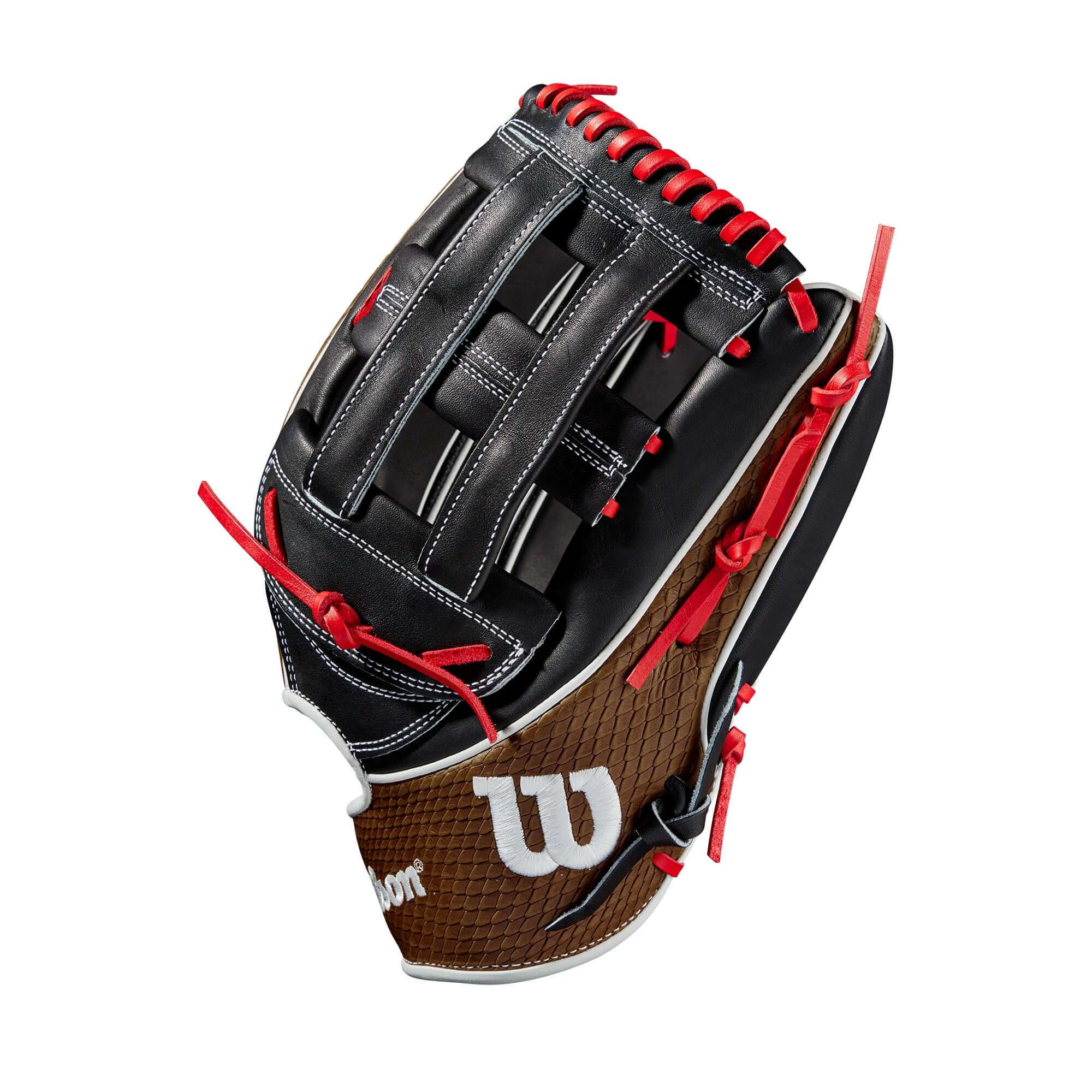 Wilson A2K 1799 outfield glove, 12.75, black and saddle tan, left-hand throw.