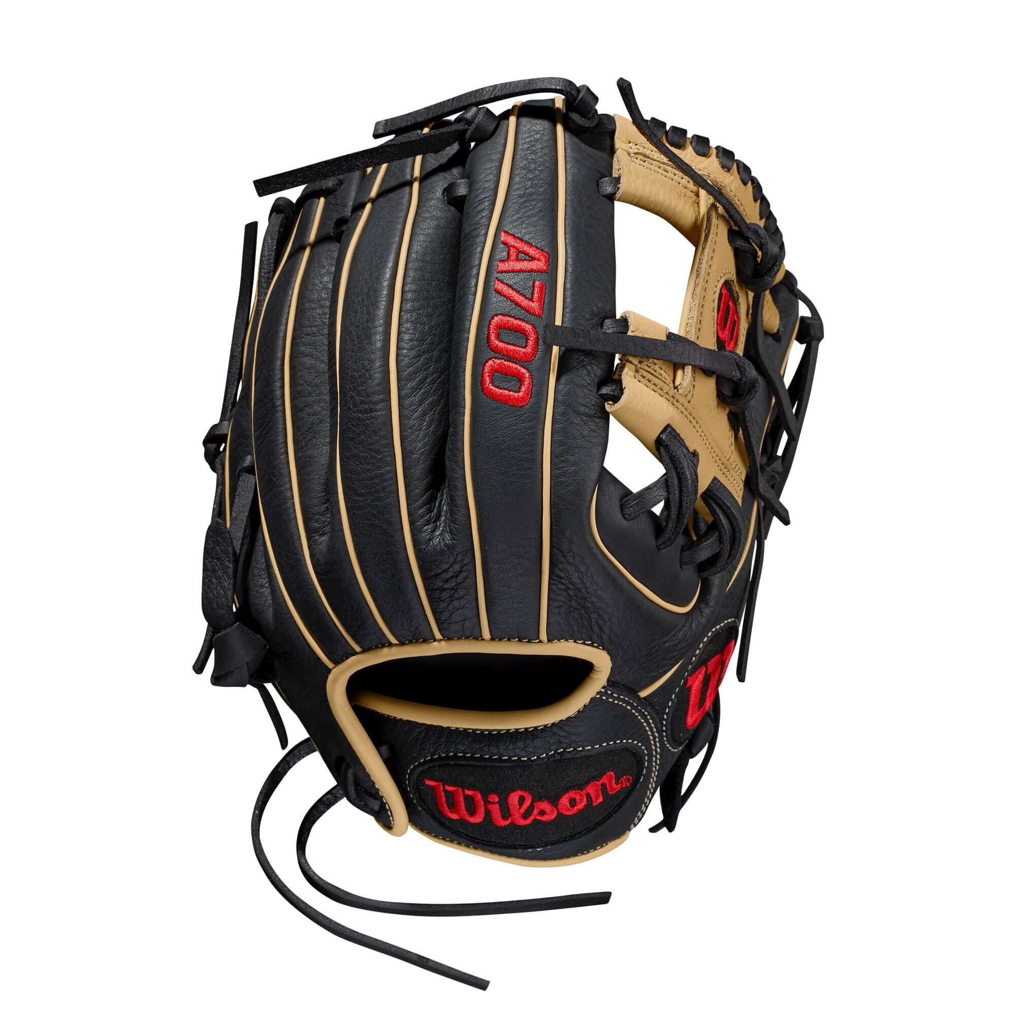 Wilson A700 Baseball Glove 11.5 inch Black Blonde Red with H-Web