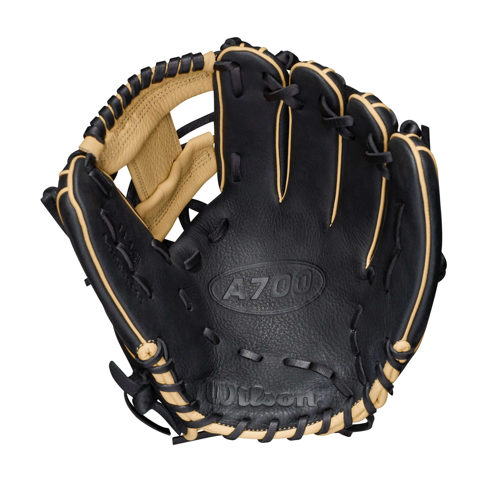 Wilson A700 Baseball Glove 11.5 inch Black Blonde Red with H-Web