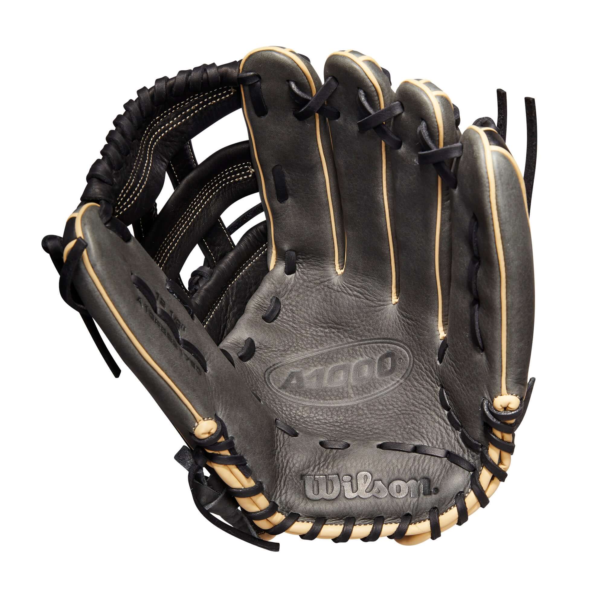 Wilson A1000 1750 LHT 12.5 Grey/Black/Blonde baseball glove with Dual Post Web