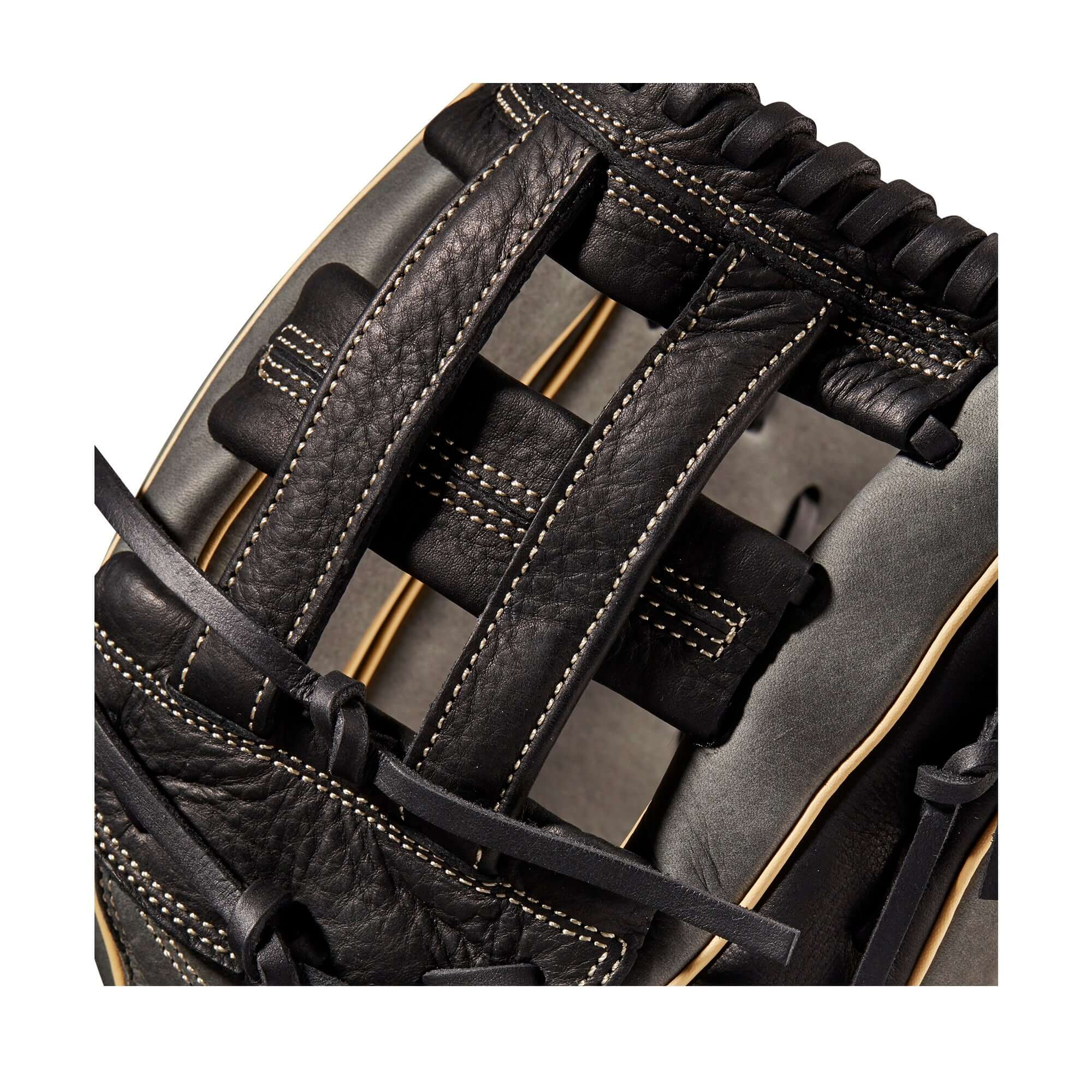 Wilson A1000 1750 LHT 12.5 Grey/Black/Blonde baseball glove with Dual Post Web