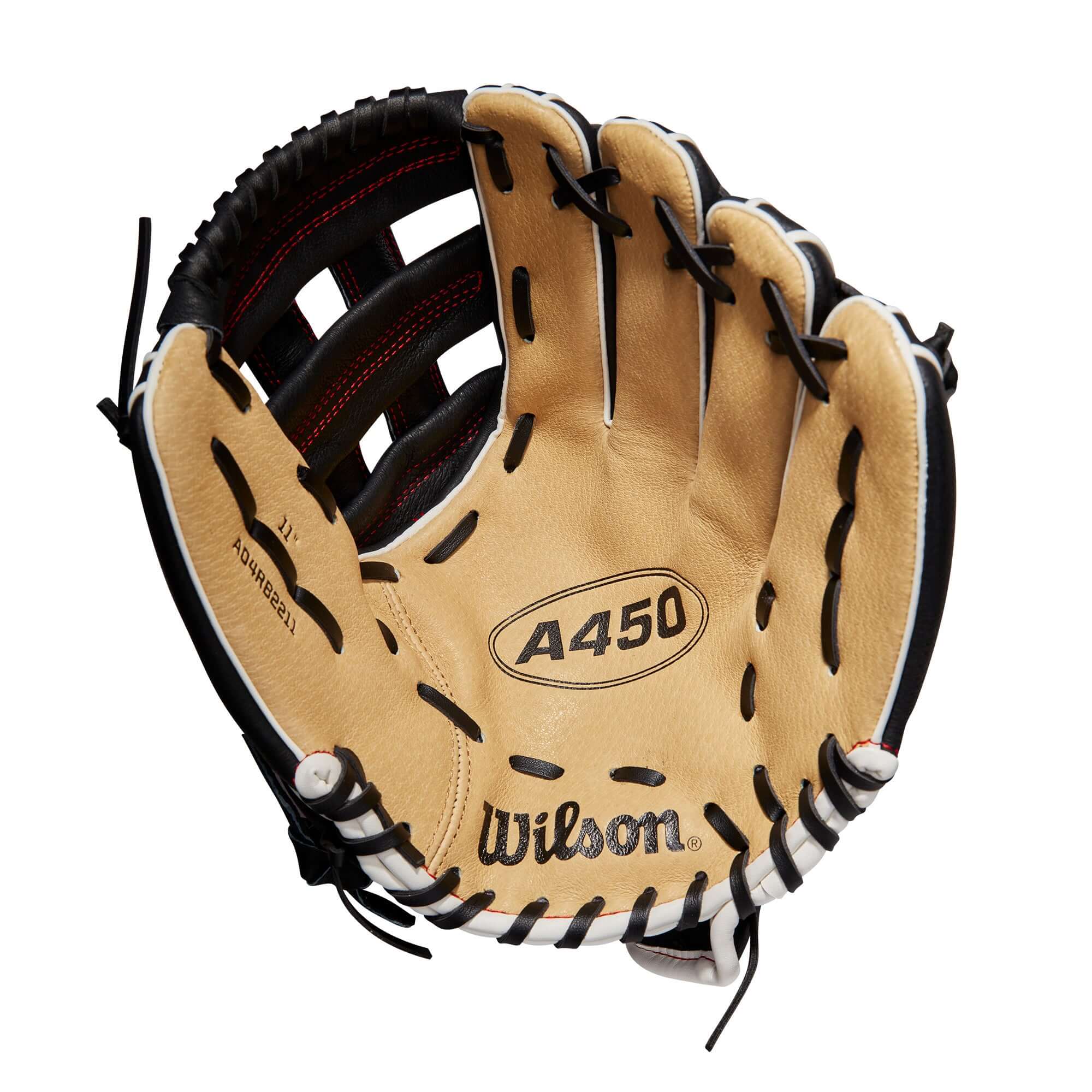 Wilson A450 11 Infield Glove, Blonde/Black, Dual Post Web