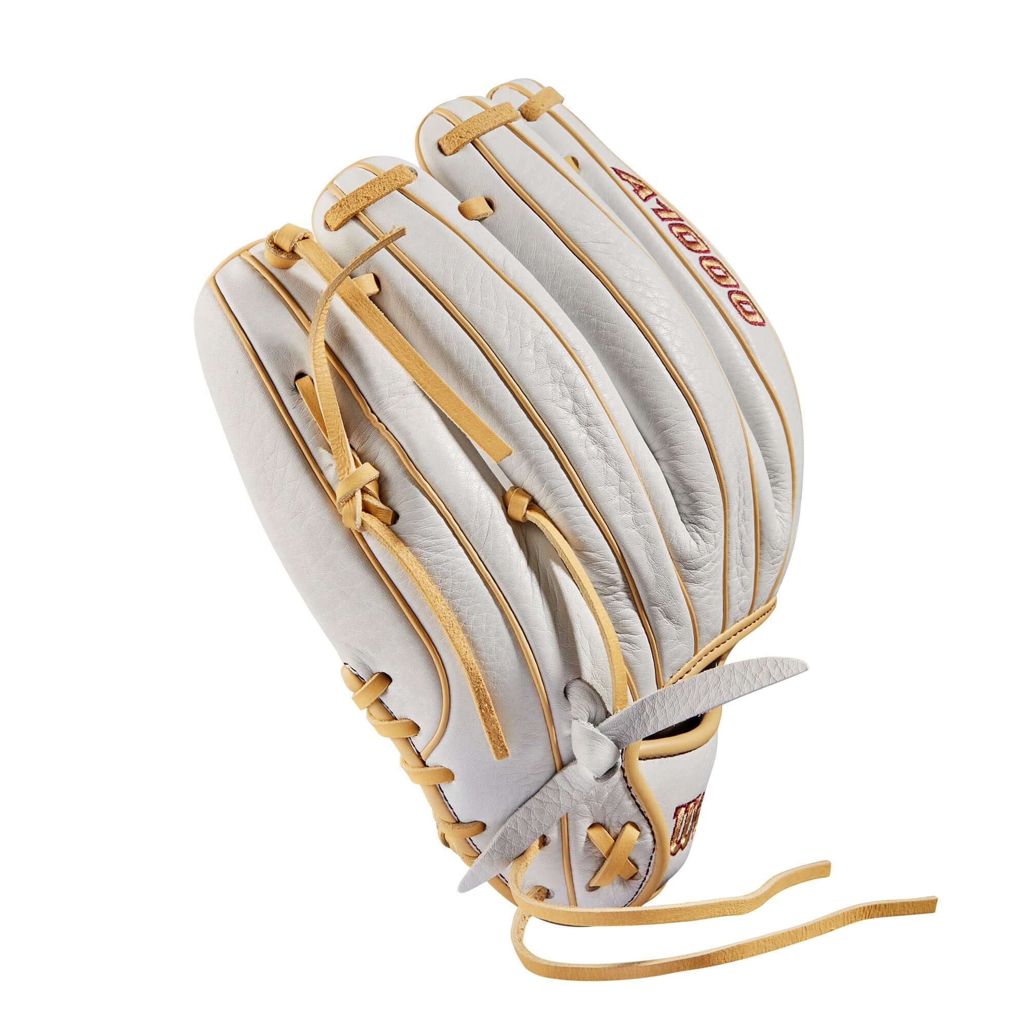 Wilson A1000 Fastpitch Glove 11.75 White/Blonde/Seminole Red with Rolled Dual Welting