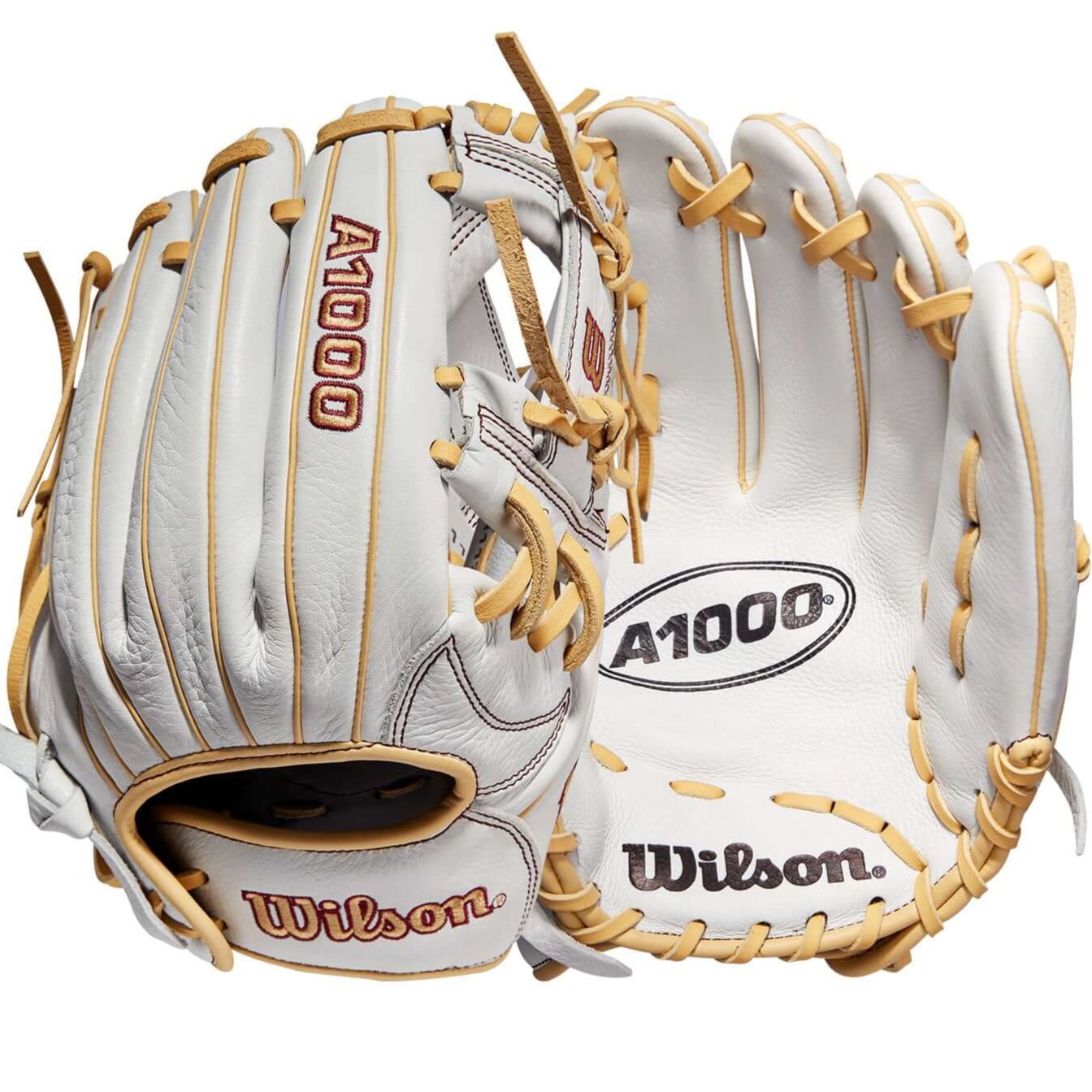 Wilson A1000 Fastpitch Glove 11.75 White/Blonde/Seminole Red with Rolled Dual Welting