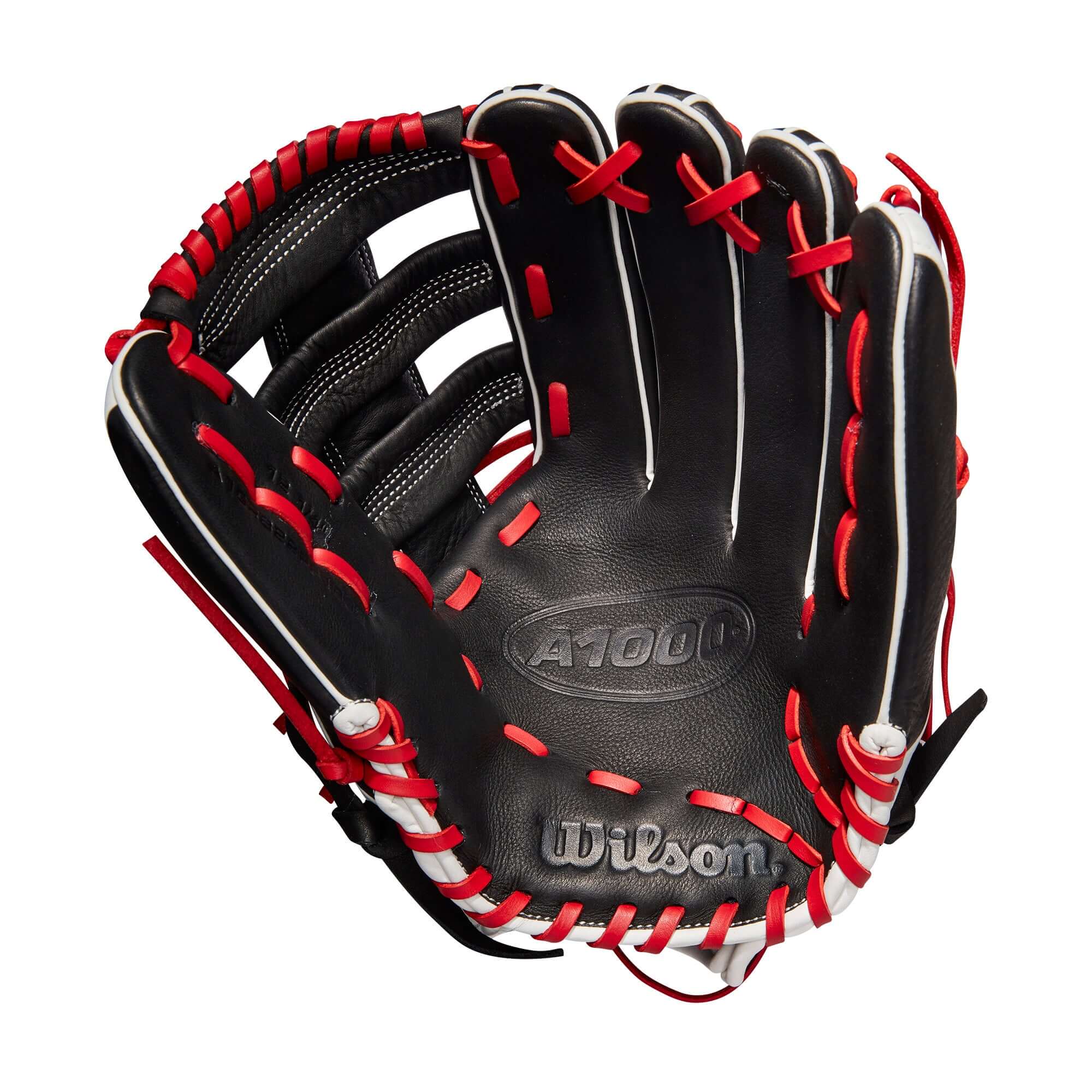 Wilson A1000 1892 Pedroia Fit glove with Single Post & 3 Bar Web, 12.25, black/white/red.