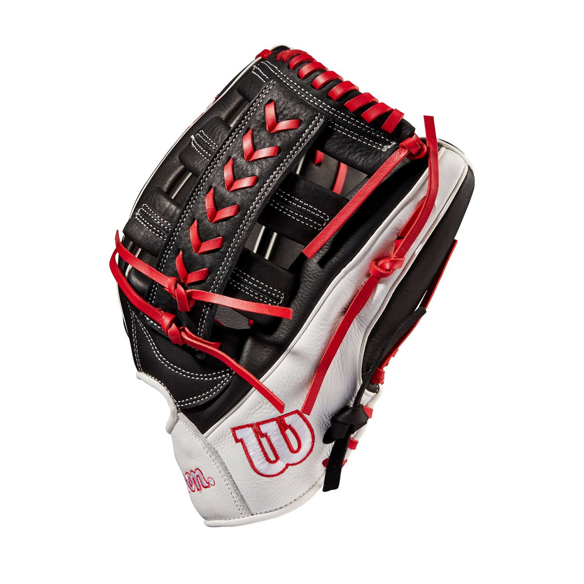 Wilson A1000 1892 Pedroia Fit glove with Single Post & 3 Bar Web, 12.25, black/white/red.