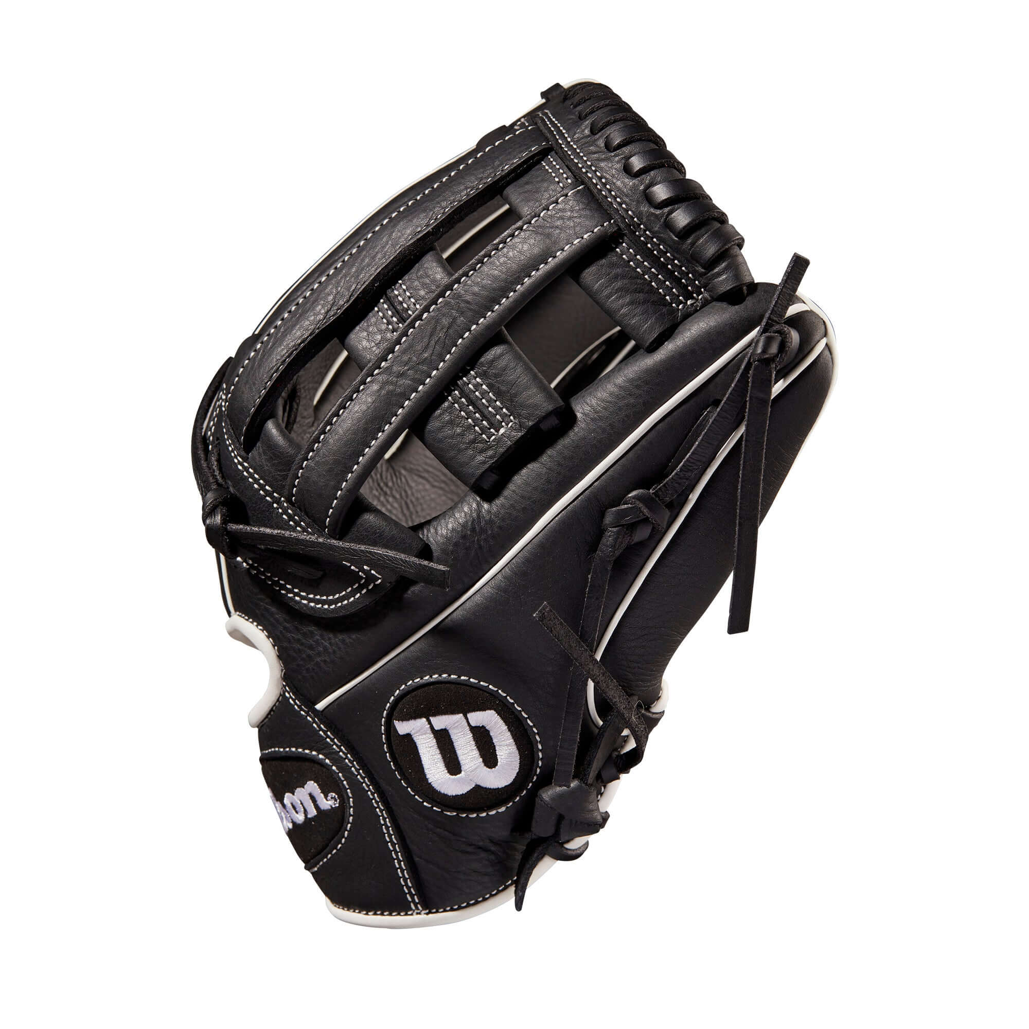 Wilson A700 Fastpitch 12-inch glove, black and white leather, dual post web design