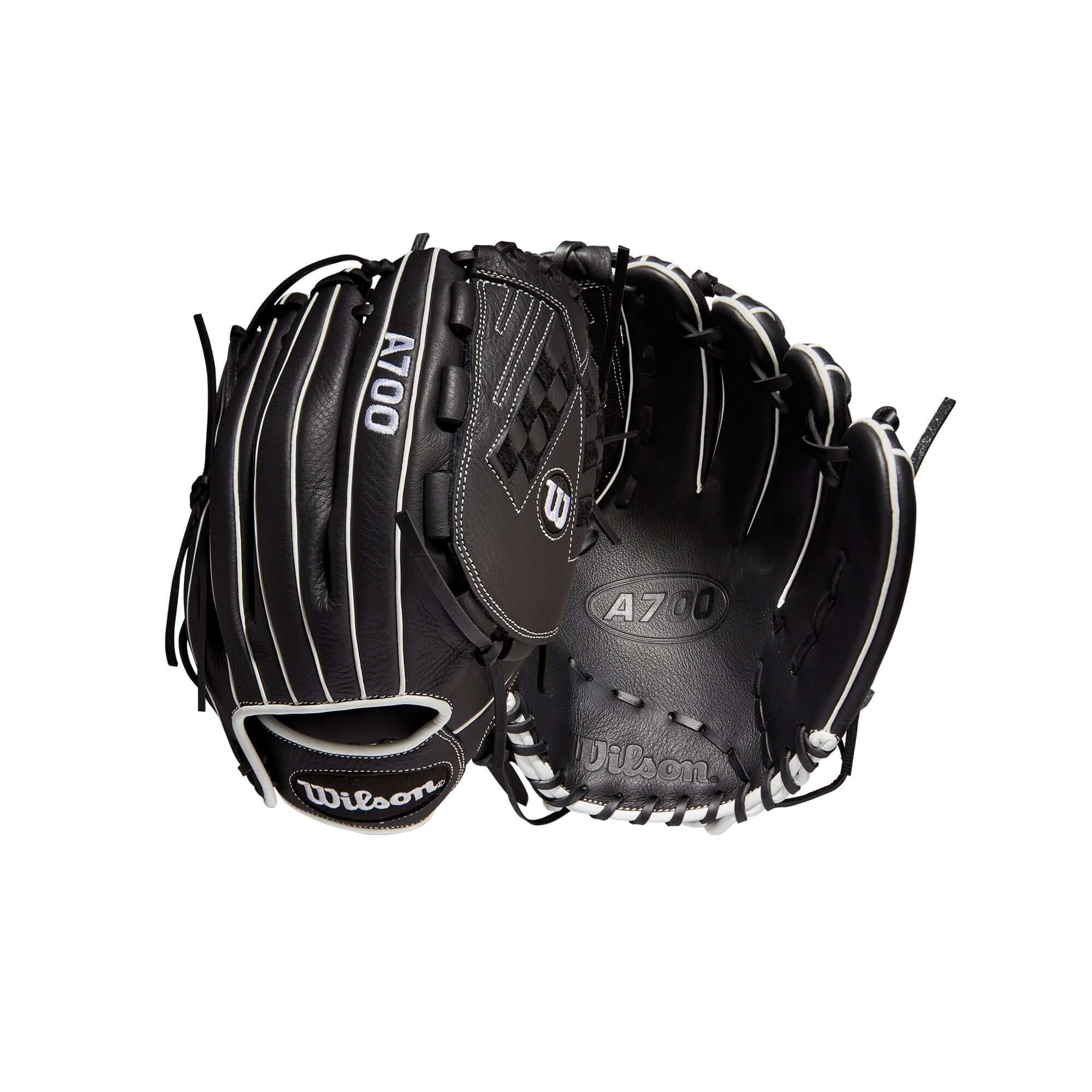 Wilson A700 Fastpitch 12.5-inch Outfield Glove, Black and White Full Grain Leather