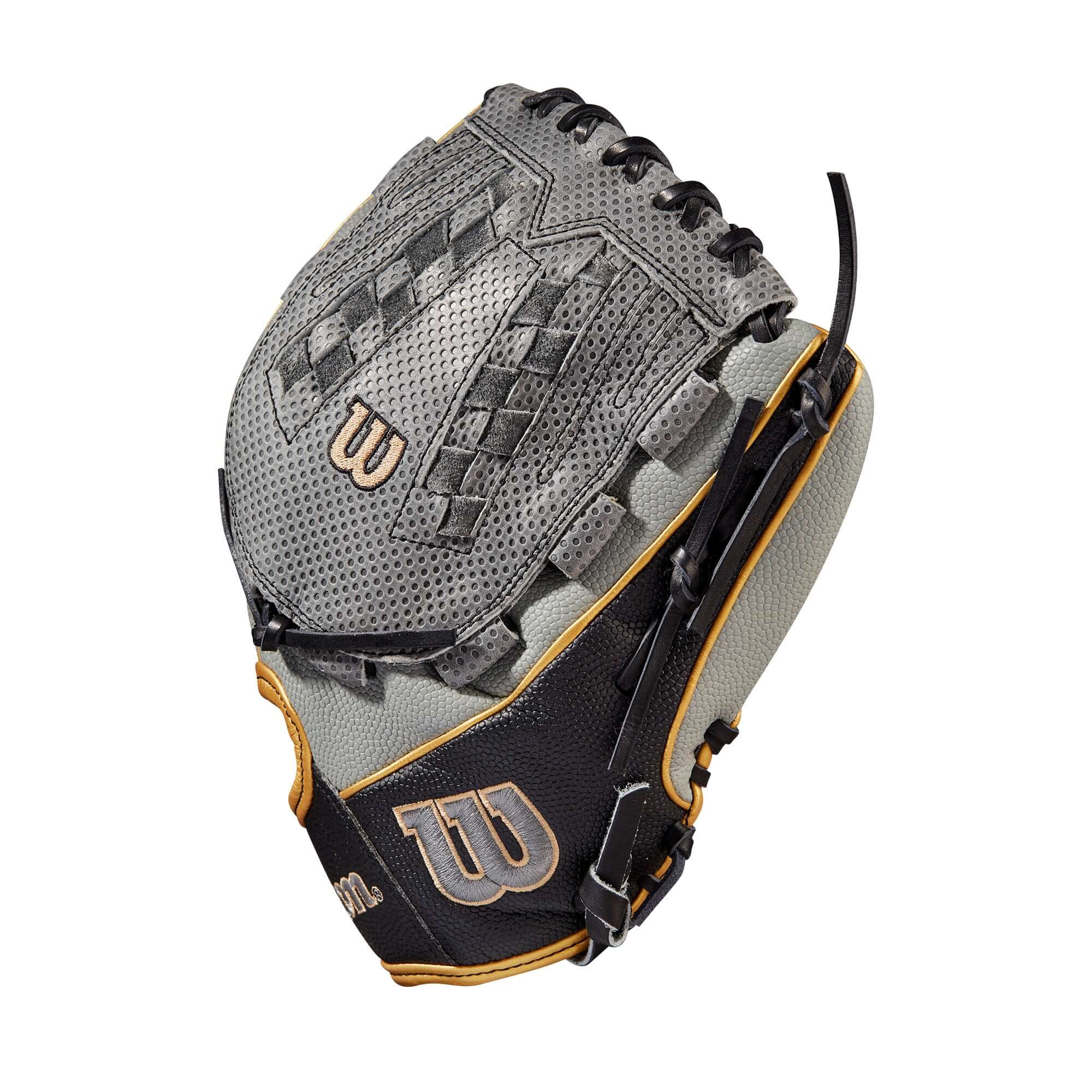 Wilson A2000 FP V125 with Spin Control & SuperSkin, 12.5 Grey Glove, Left Hand Throw
