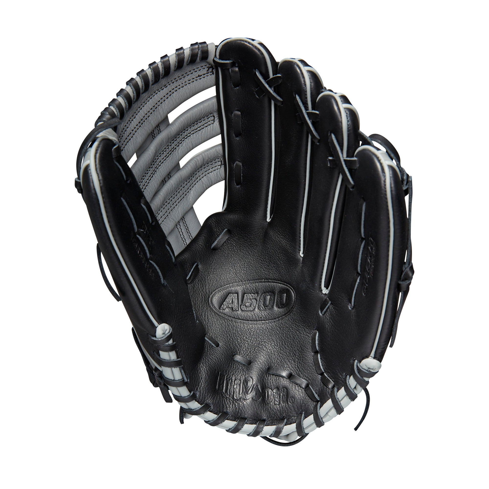 Wilson A500 12.5-inch  Utility Youth Baseball Glove Black/Grey/Tropical blue