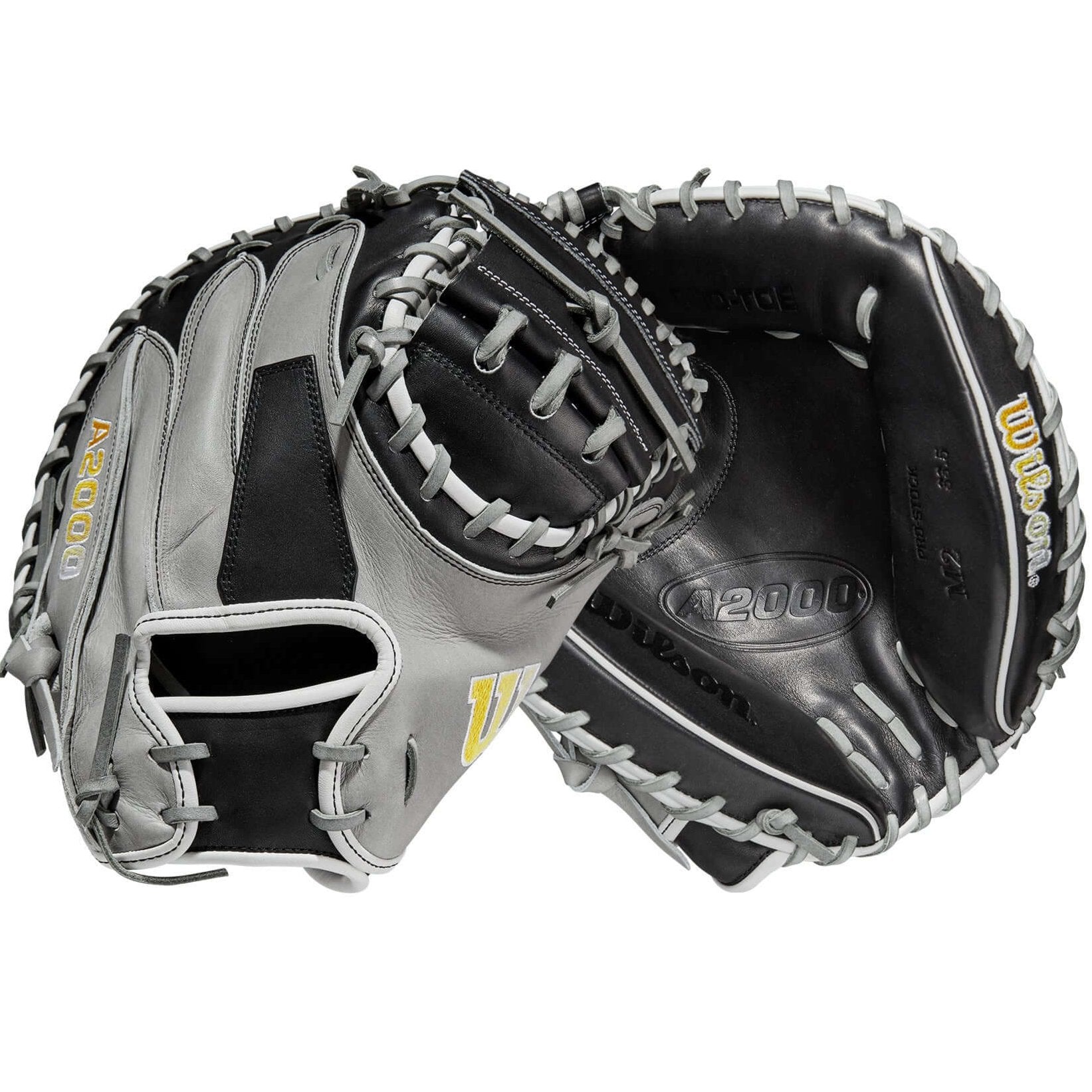 Wilson A2000 M2 33.5-inch Grey/Black Catcher's Mitt with Thumb Protection