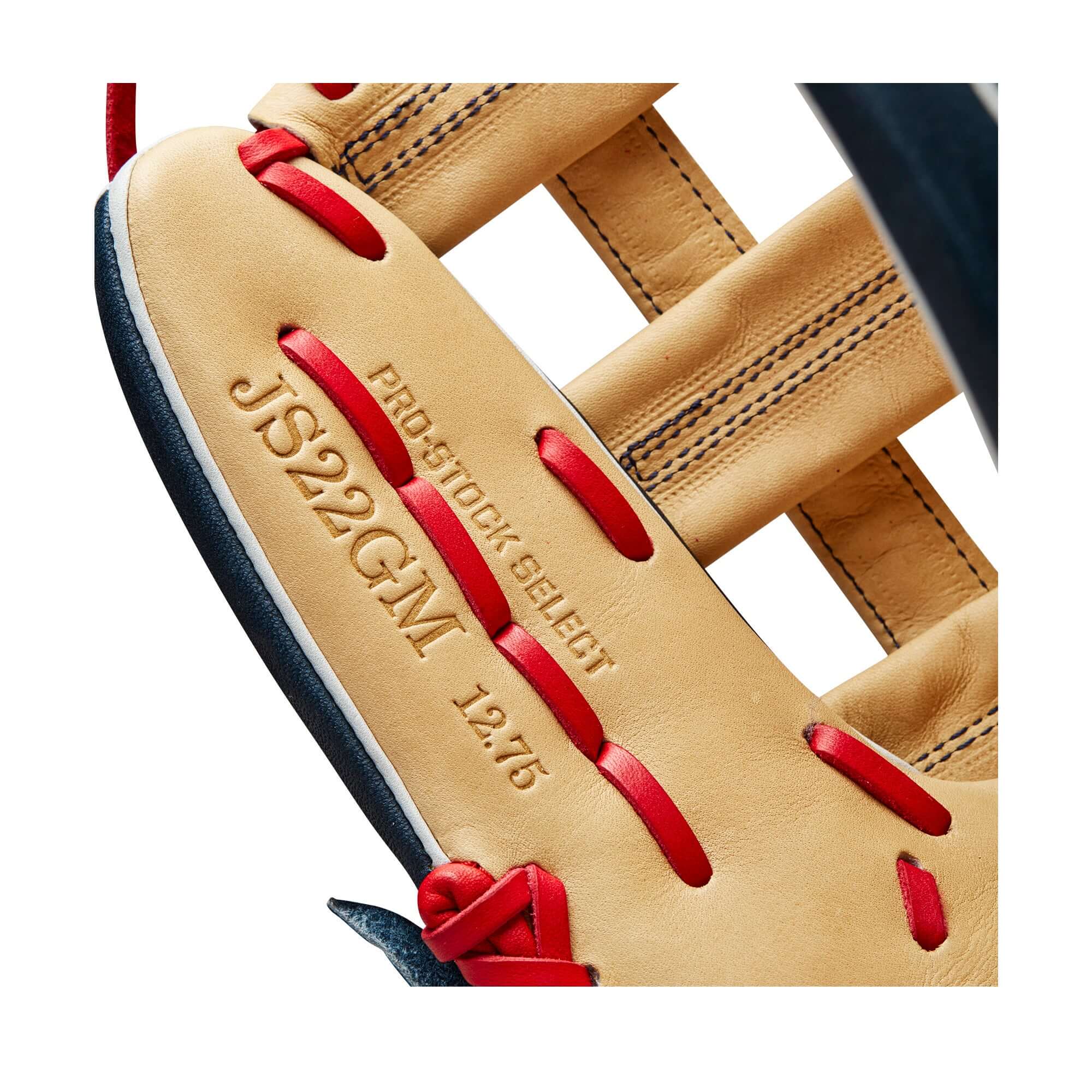 Wilson 2023 A2K Juan Soto Game Model glove, 12.75-inch, Dual Post Web, Pro Stock Select leather, Juan Soto logo palm stamp.