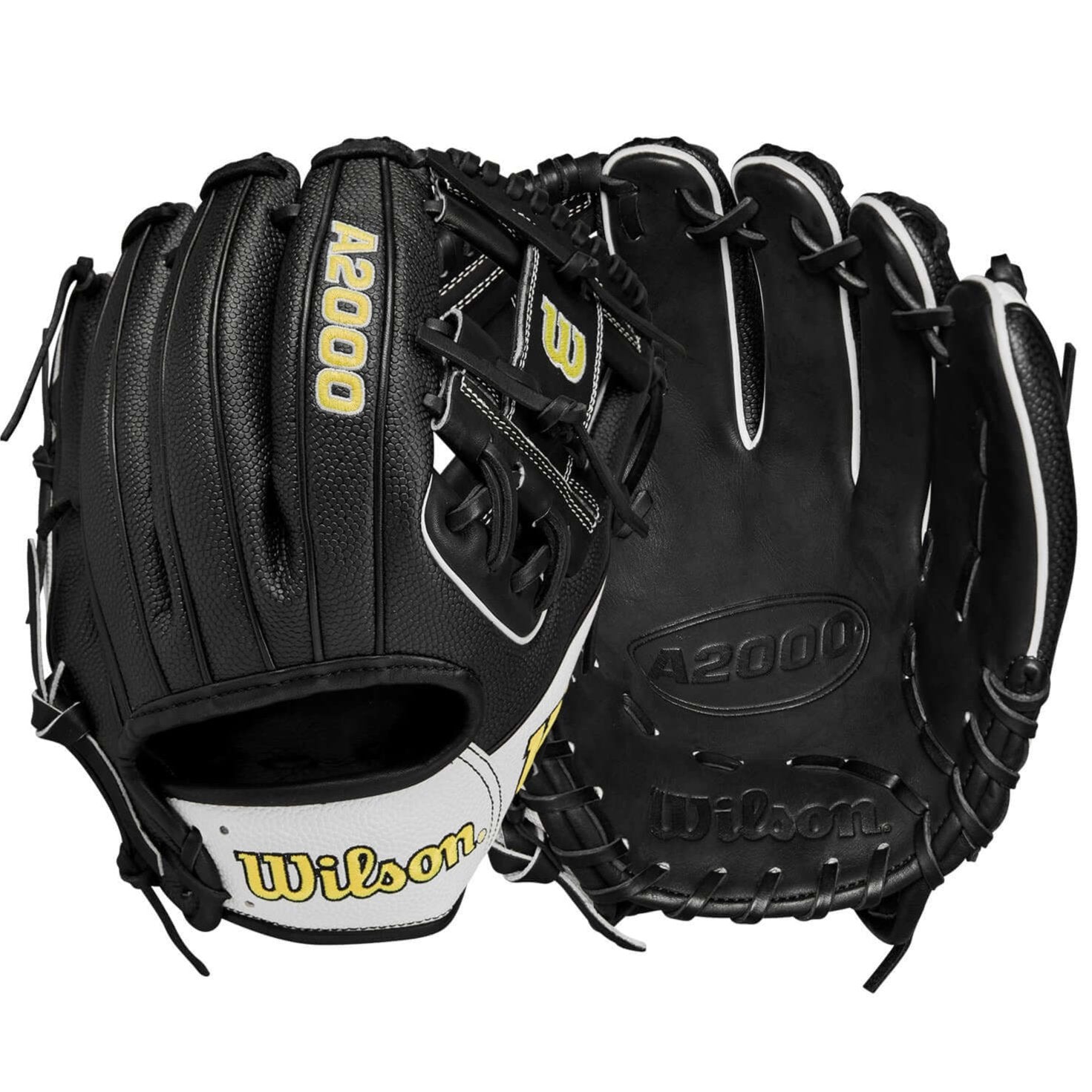 Wilson A2000 1786SS Black/White 11.5" infield glove featuring SuperSkin™ for lightweight performance.