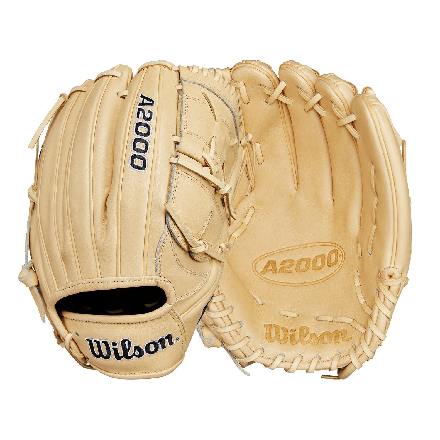 Wilson A2000 B2 Classic Series 12” blonde baseball glove for pitchers with a closed two-piece web design.