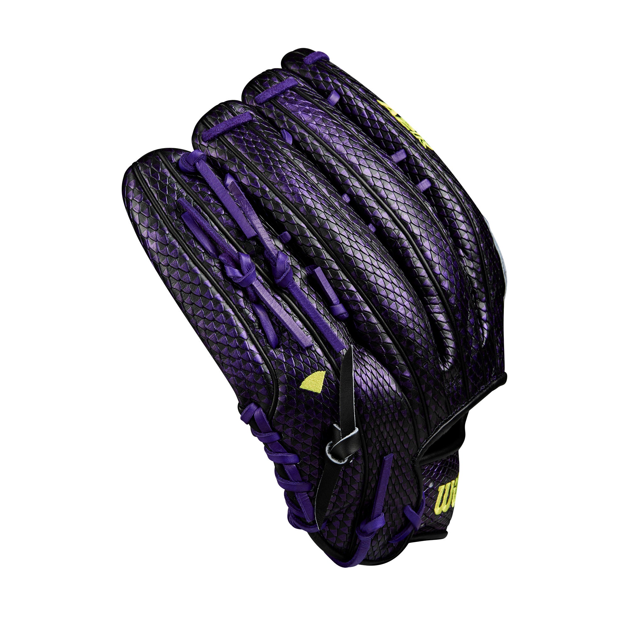 Right side view of the Wilson glove highlighting rolled dual welting for durability and shape retention.