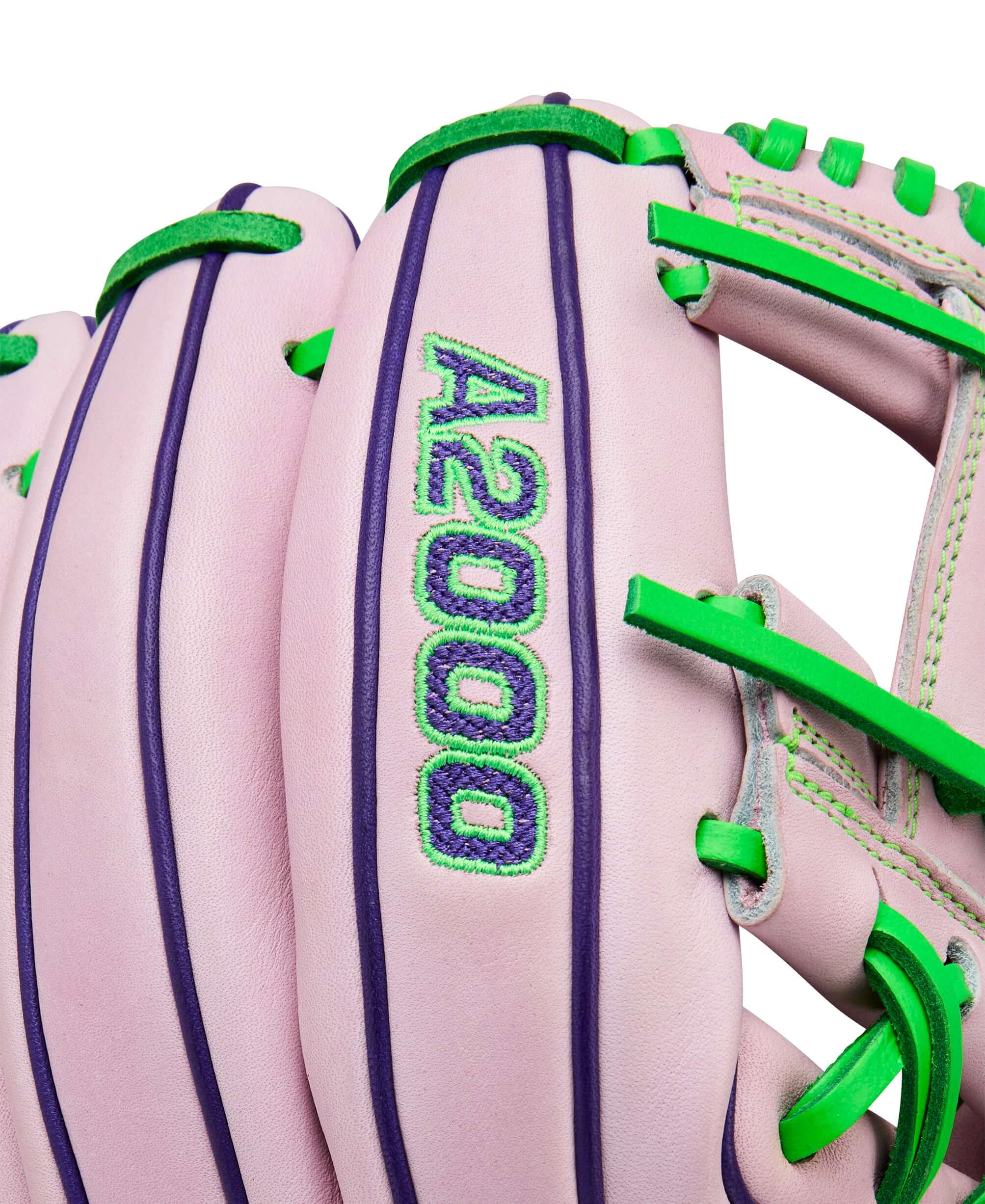 Wilson 2025 A2000 1786 11.5” Infield Glove close-up A2000 logo with Neon Green accents.