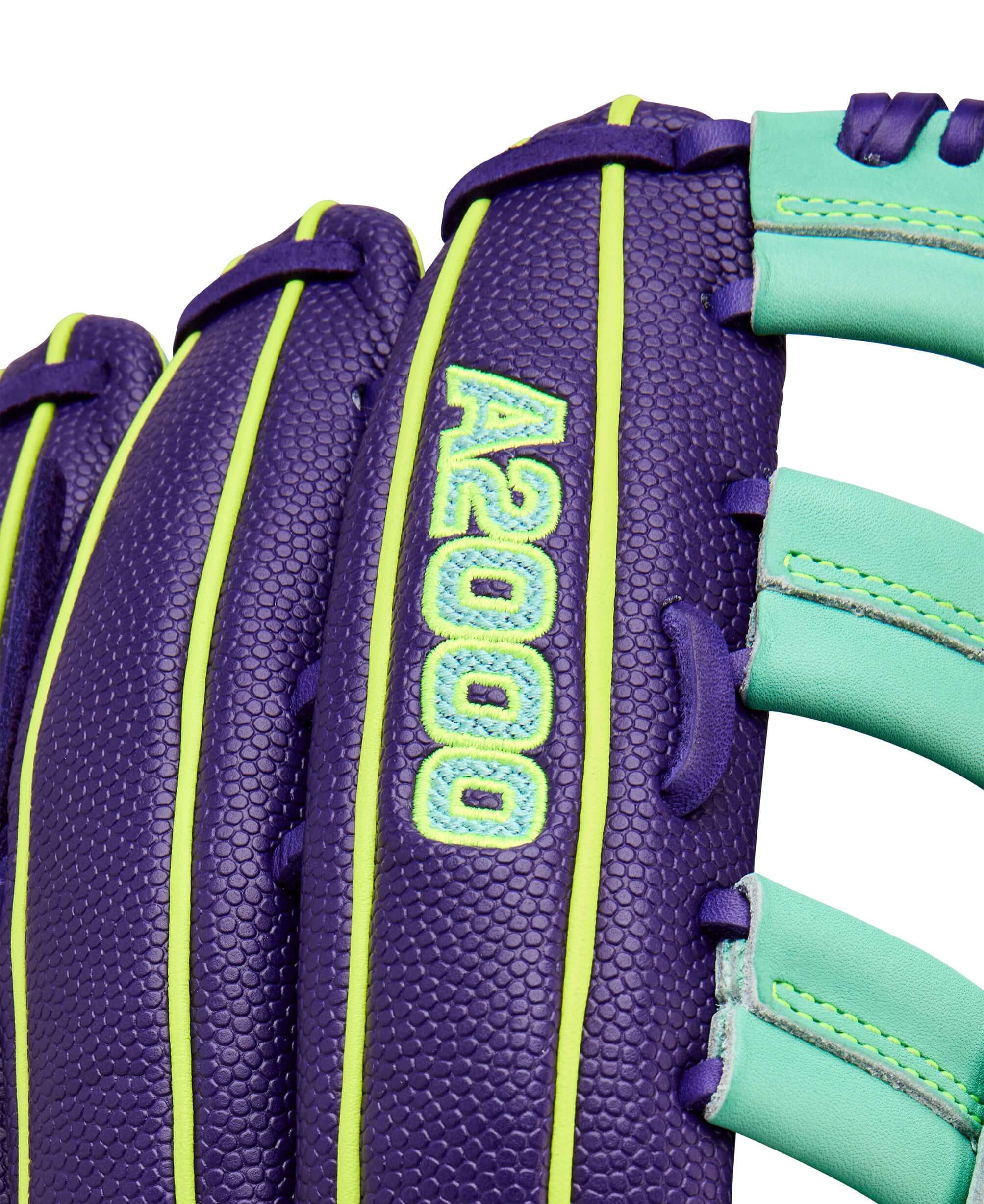 Wilson 2025 A2000 1810SS 12.75” Outfield Glove close-up Wilson bold logo branding.