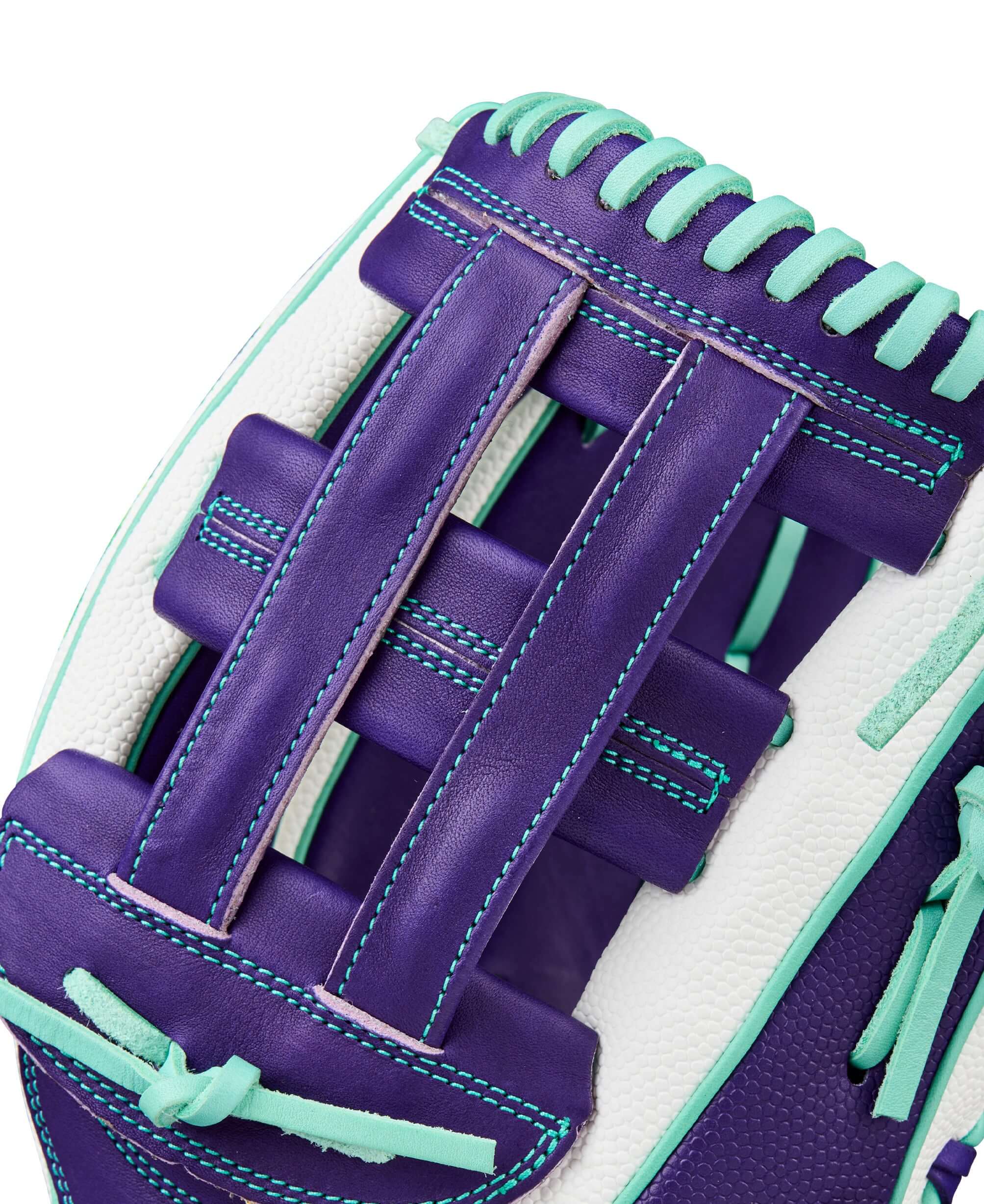 Wilson 2025 A2000 FP50SS 12.25” Fastpitch Outfield Glove LHT Dual Post Web detail with deep pocket.
