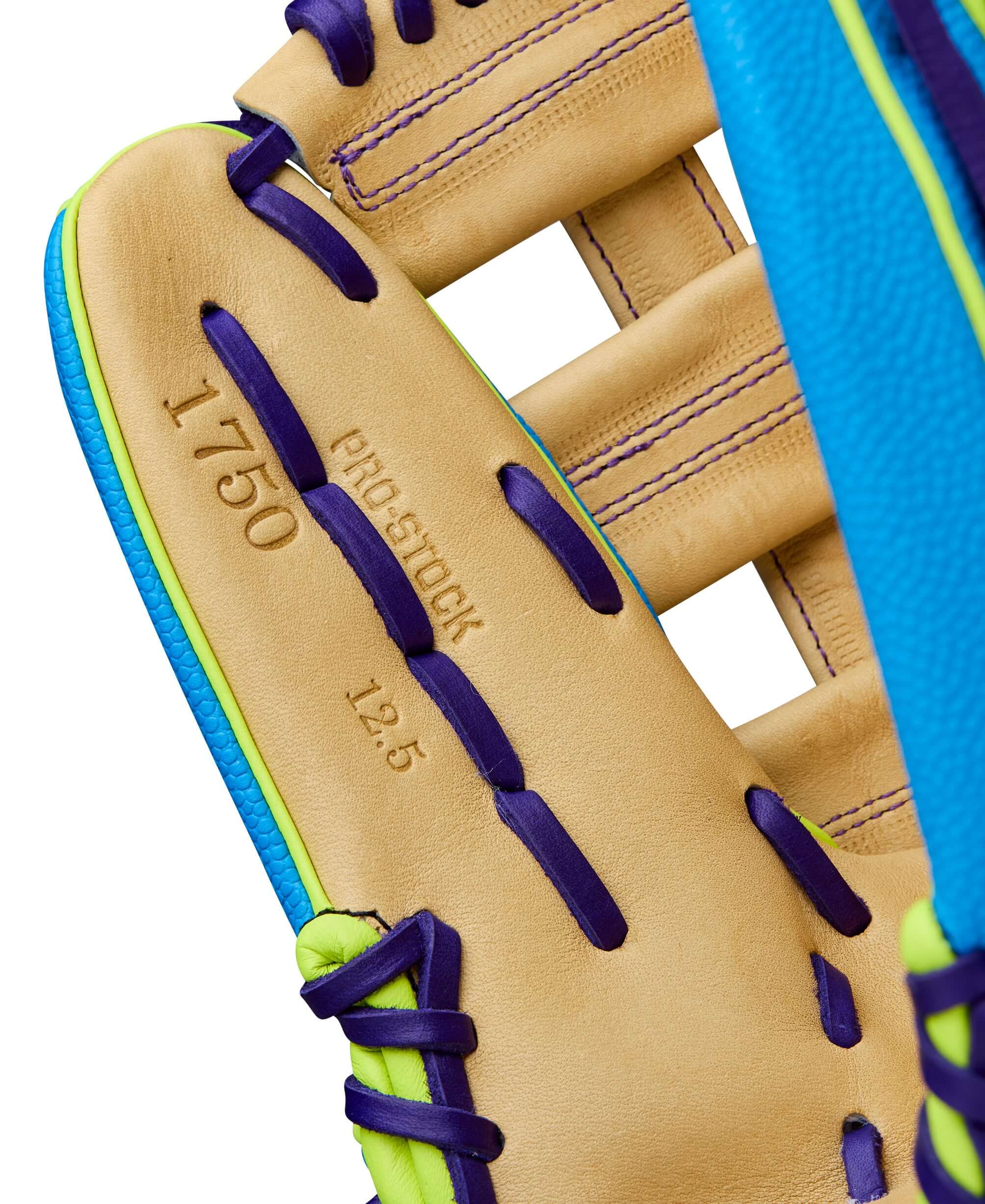 Thumb detail of Wilson Winter 2025 A2000 1750SS 12.5" Outfield Baseball Glove showing Sky Blue accents and texture finish.