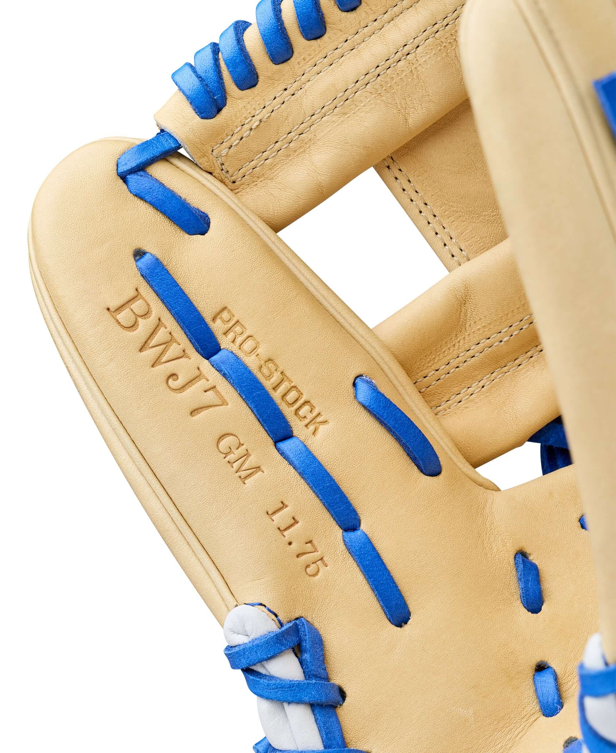Thumb section of Wilson Winter 2025 Bobby Witt Jr A2000 BWJ7 GM 11.75" Infield Baseball Glove showing modified wrist strap fit.
