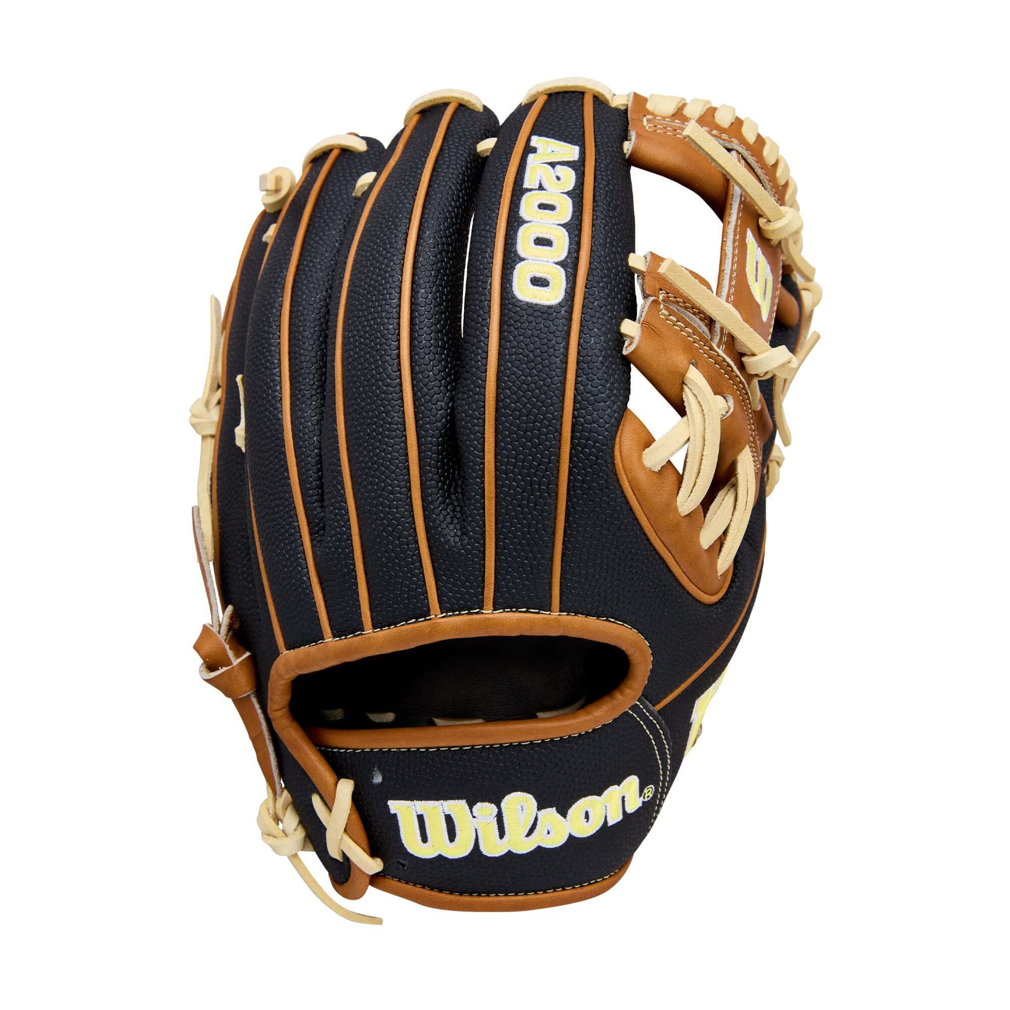 Back view of Wilson 2026 A2000 Classic 1975SS 11.75" Infield Baseball Glove with SuperSkin™ and A2000 logo.