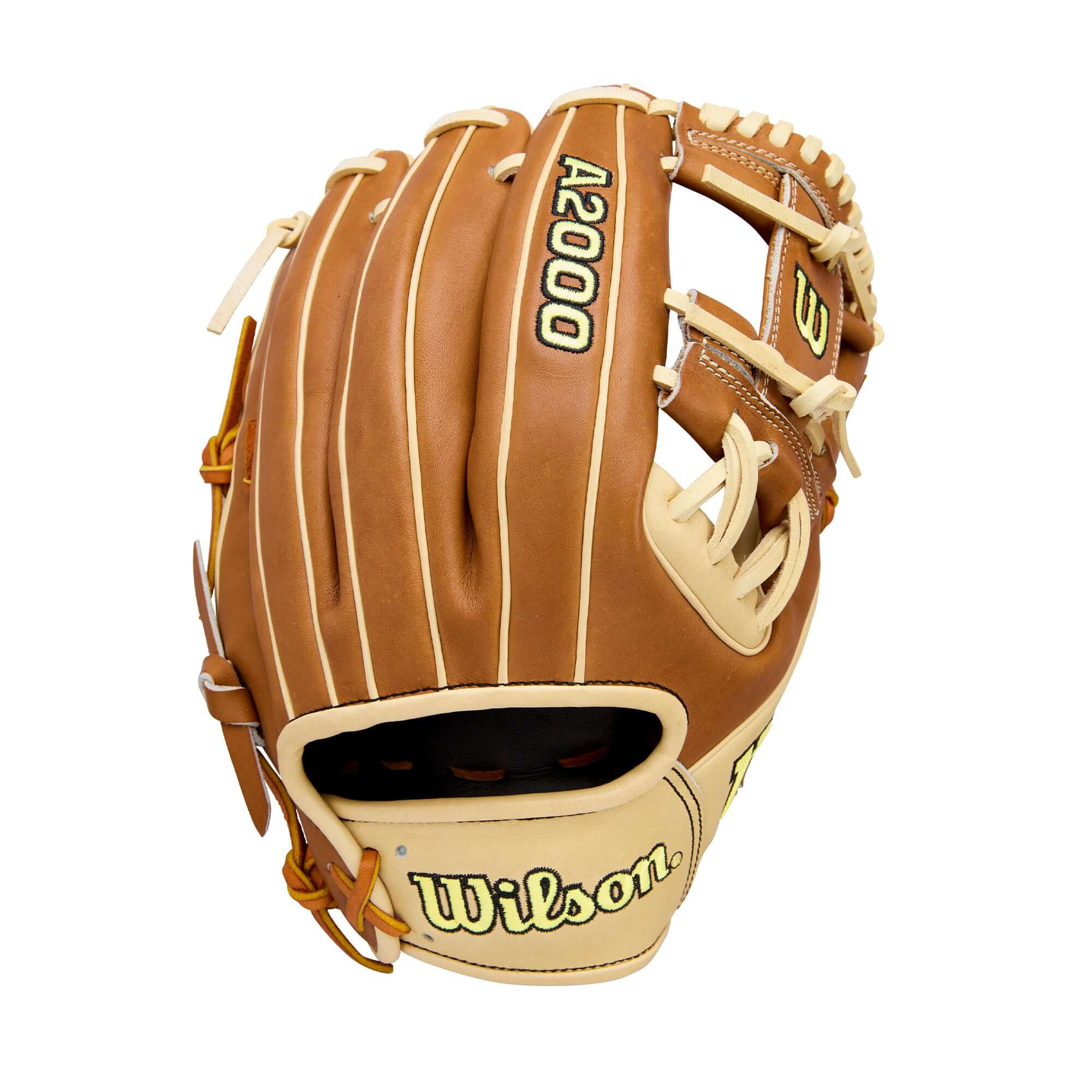 Back view of Wilson 2026 A2000 Classic 1975 11.75" Infield Baseball Glove displaying A2000 logo and Rolled Dual Welting.