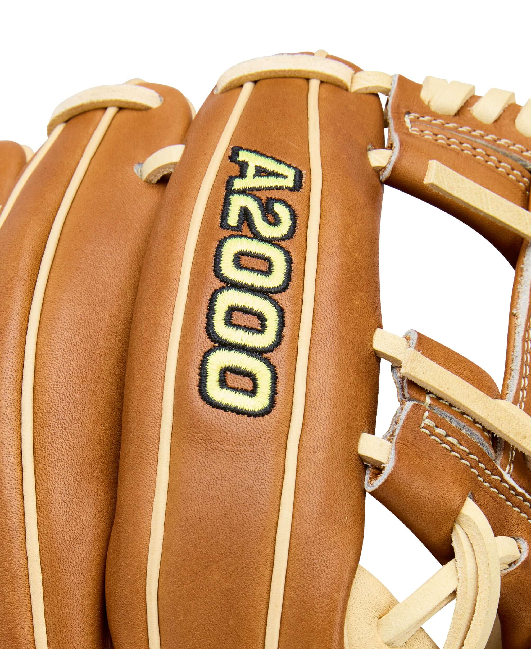 A2000 branding on Wilson 2026 A2000 Classic 1975 11.75" Infield Baseball Glove strap with Bold Logos design.