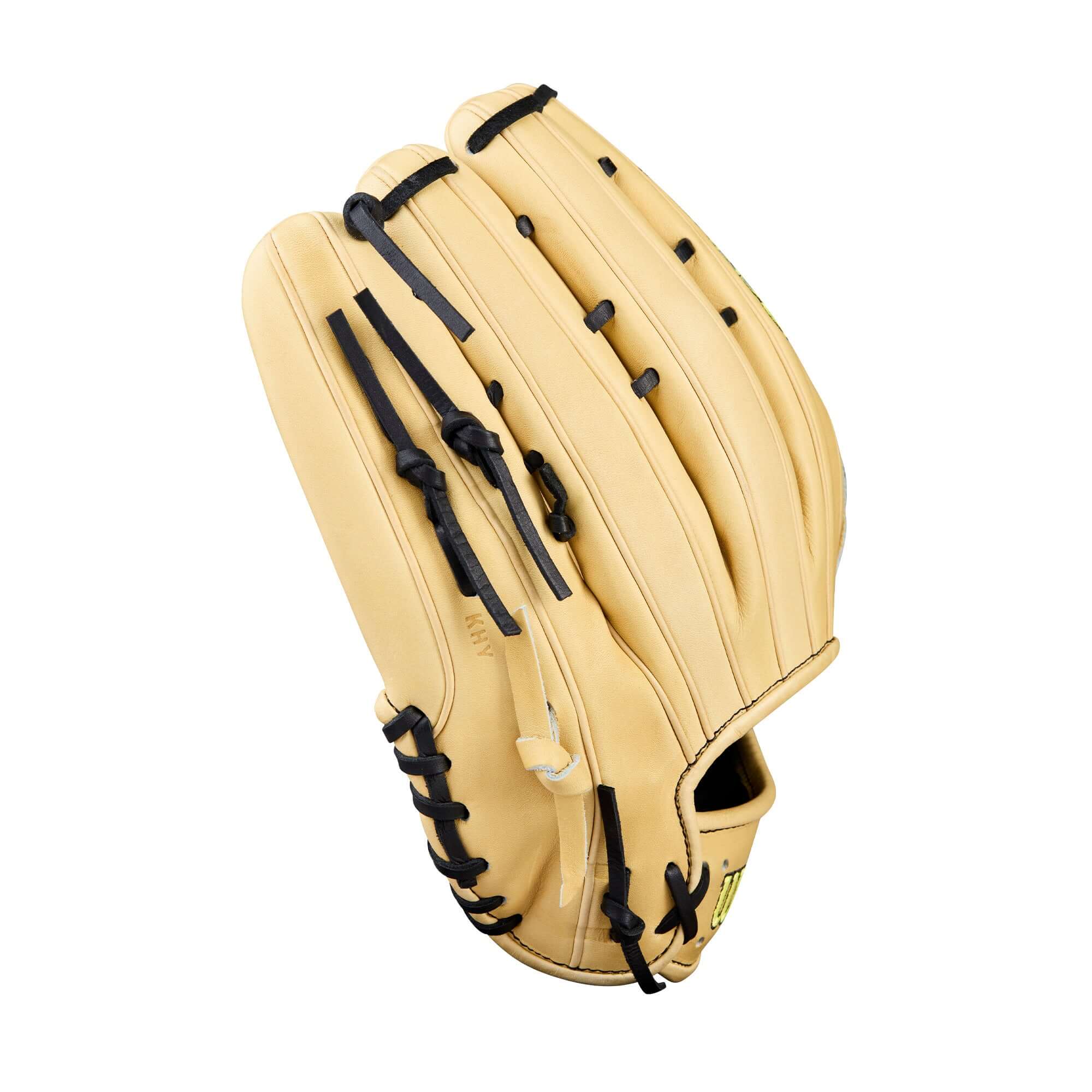 2026 Wilson A2000 Classic Series 1777 12.75" Outfield Glove LHT backhand view, Blonde Pro Stock® leather, black lacing