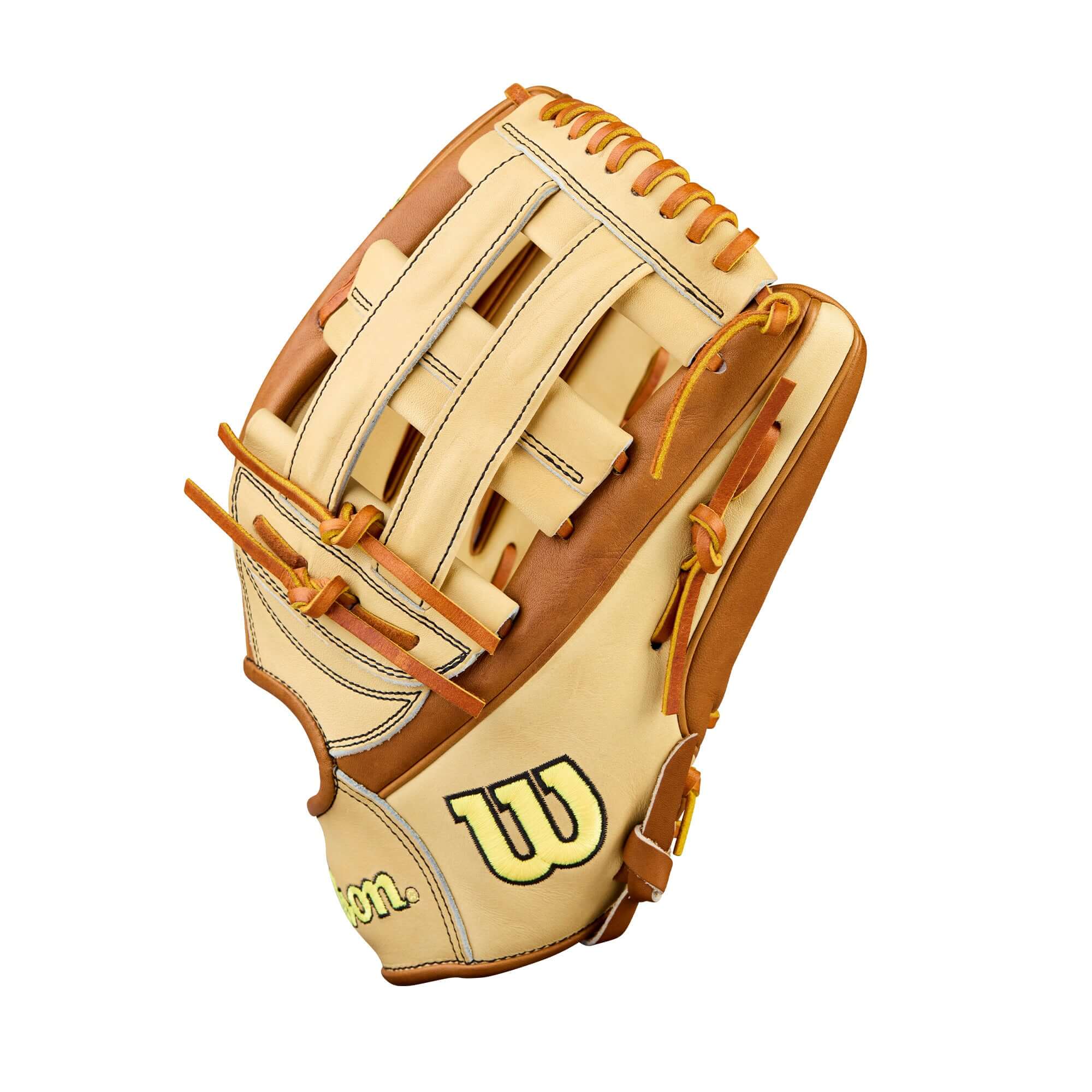 2026 Wilson A2000 Classic Series 1777 12.75" Blonde/Saddle Tan backhand view with H-web and tan lacing.
