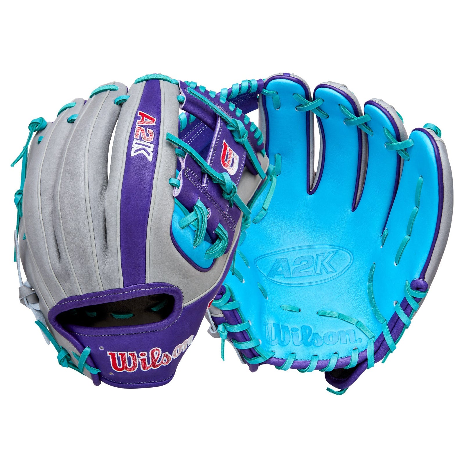 Wilson Spring 2026 A2K MB1975 11.75" Infield Baseball Glove, elite design for infielders, blue and purple color scheme