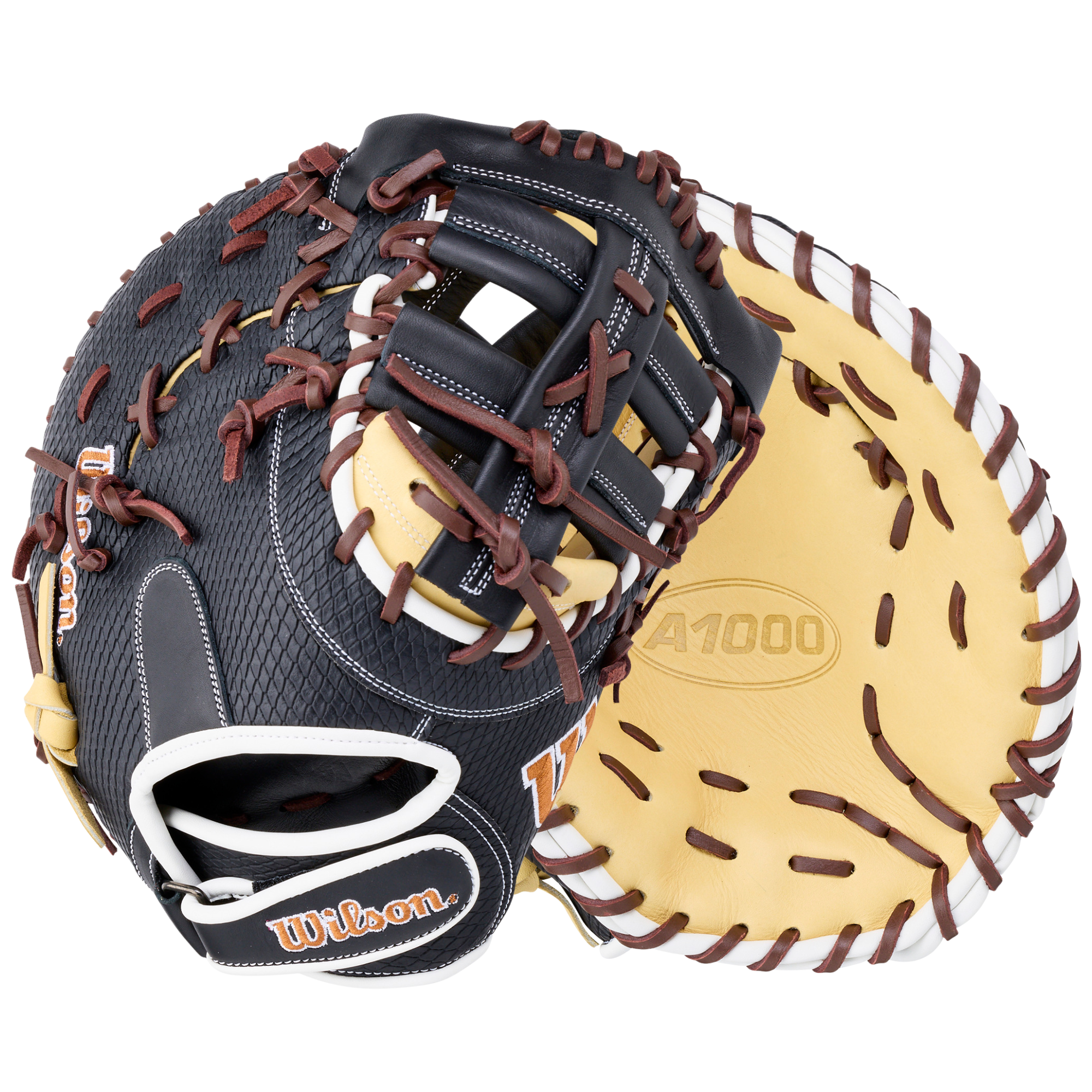Wilson 2026 A1000 PF1612 Secret Menu 12 Baseball First Base Mitt LHT top view with unique stitching and design.