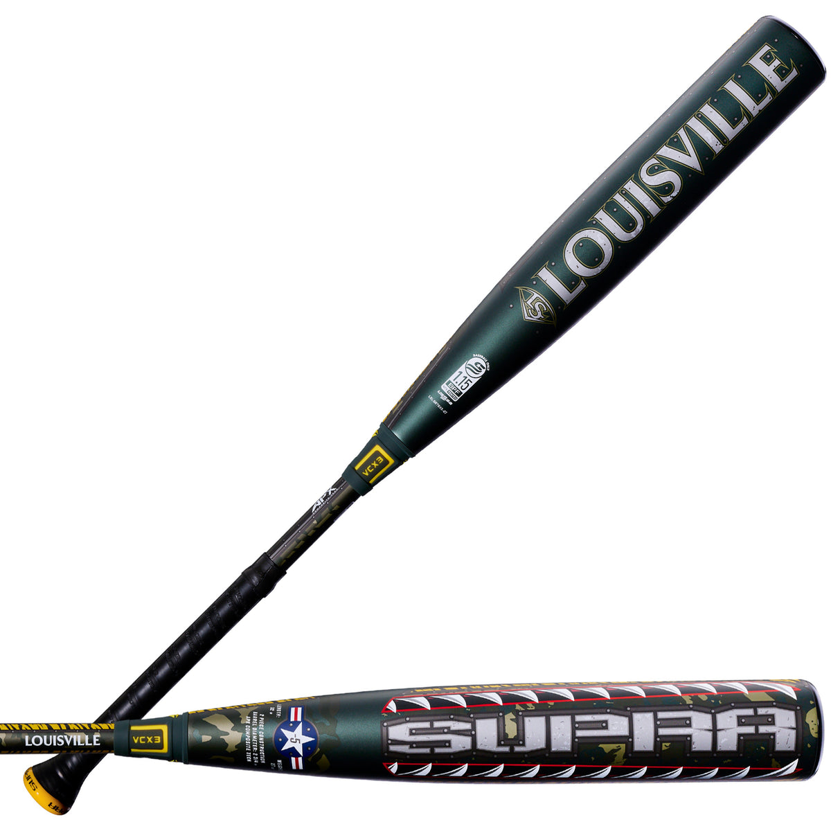 2027 Louisville Slugger Supra Tigershark (-5) USSSA Baseball Bat features balanced swing weight and composite barrel.