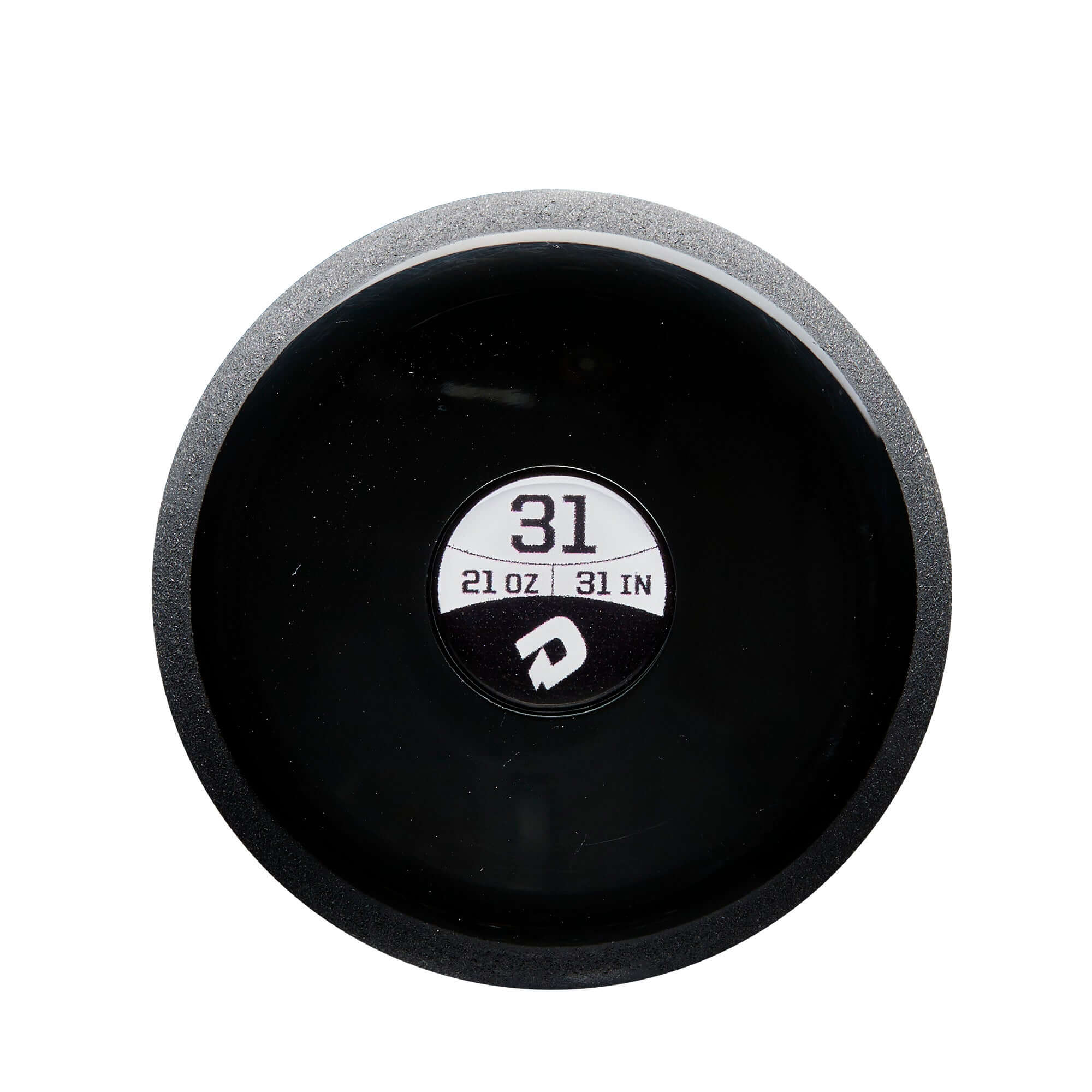 Top view of DeMarini The Goods One Piece USSSA baseball bat end cap, displaying size 31 inches and 21 oz weight.