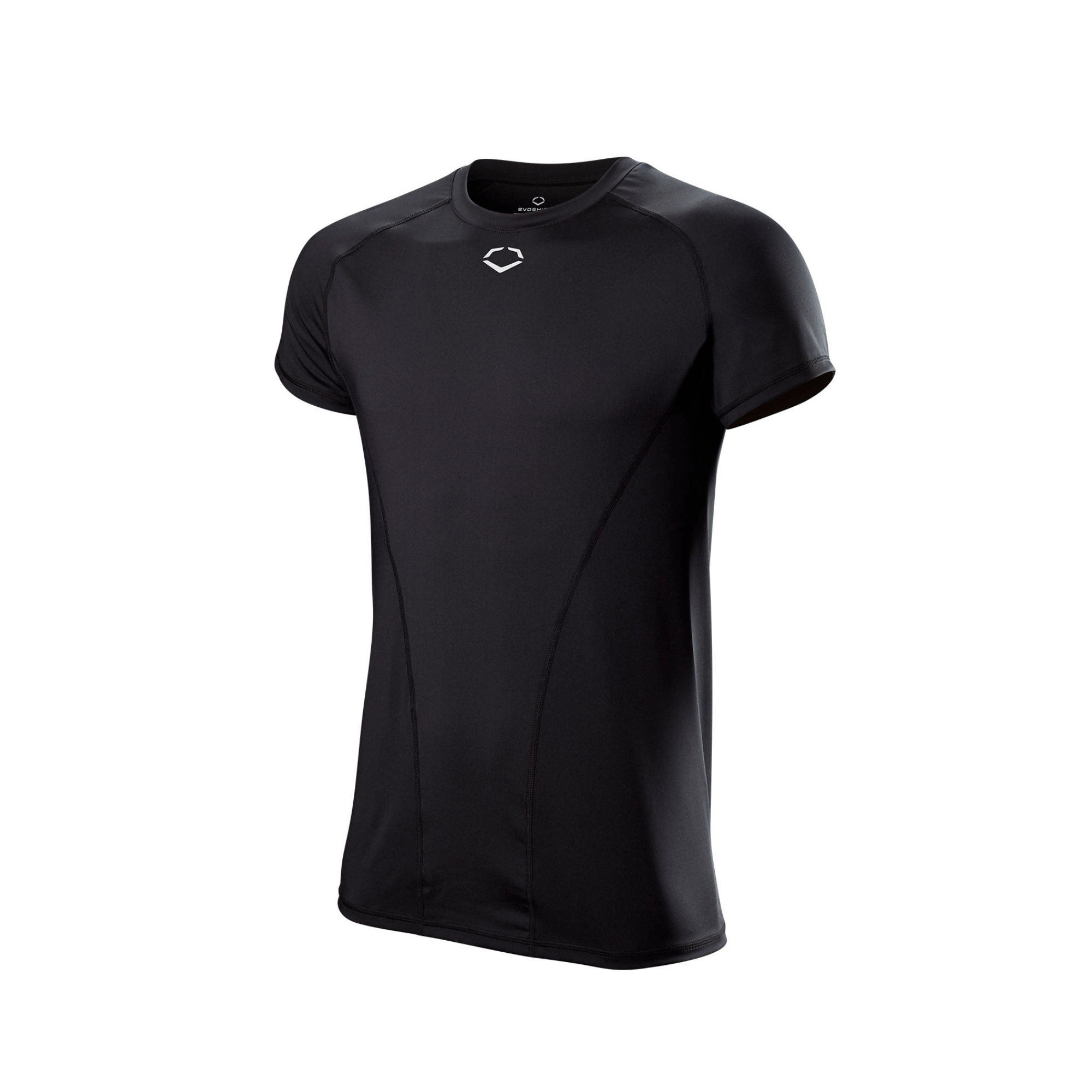 Evoshield Youth Compression Shirt in black, moisture-wicking, fitted design for optimal performance and comfort.