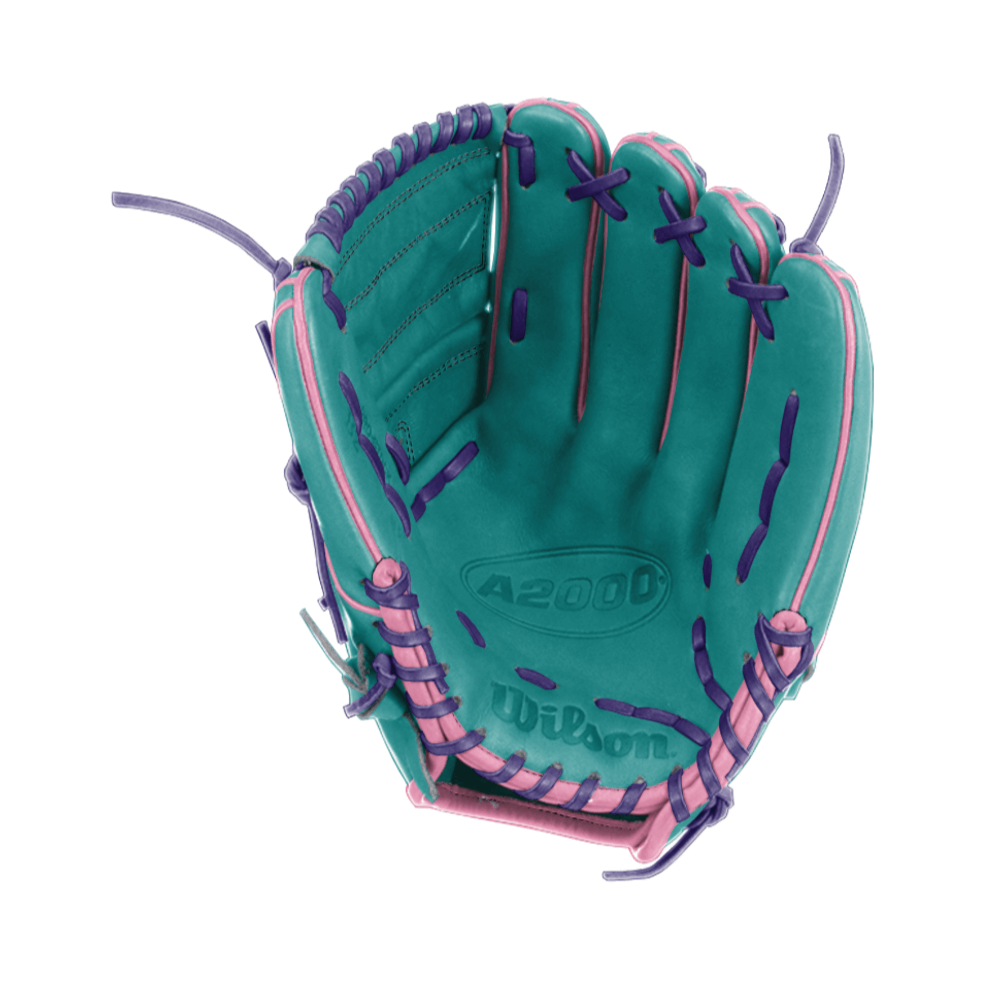  Palm view of Wilson A2000 B2 12", highlighting the smooth leather texture and secure pocket for optimal grip.