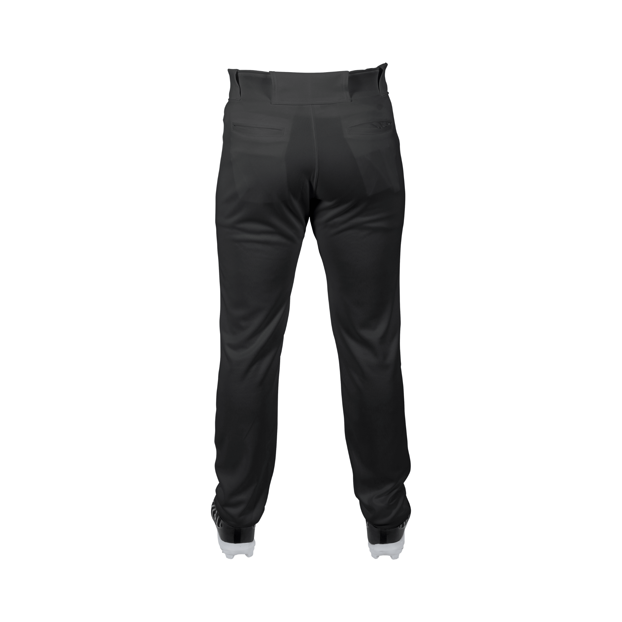 Rawlings Youth Launch Pant back view showing full-length design and semi-relaxed fit in black color.