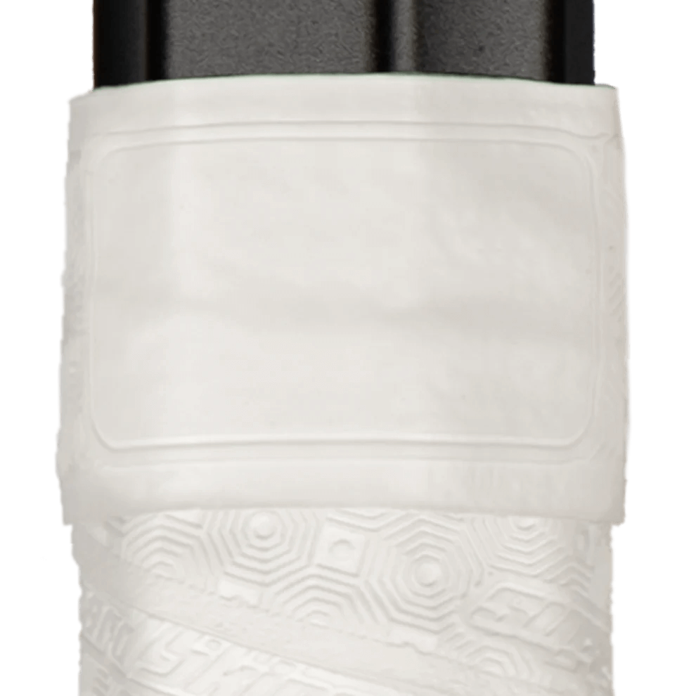 Lizard Skins DSP Lacrosse Grip Tape V2 in white, featuring pre-cut ends and slip-resistant texture for improved grip on lacrosse sticks.