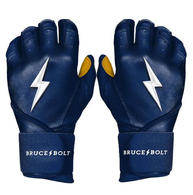 Bruce Bolt Navy Long Cuff Batting Gloves