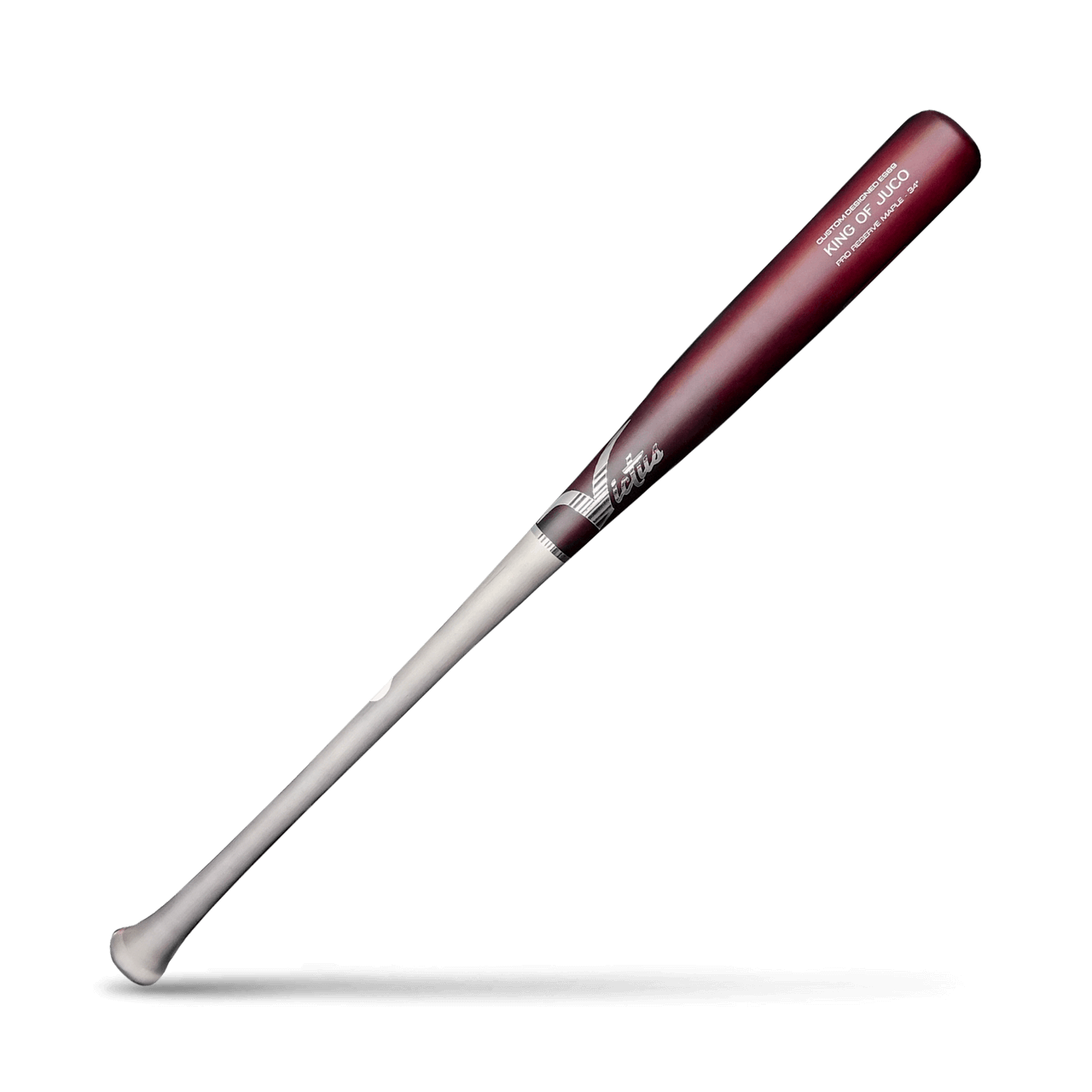 Victus "King of Juco" ES69 bat side profile, red maple barrel, flared knob, white handle