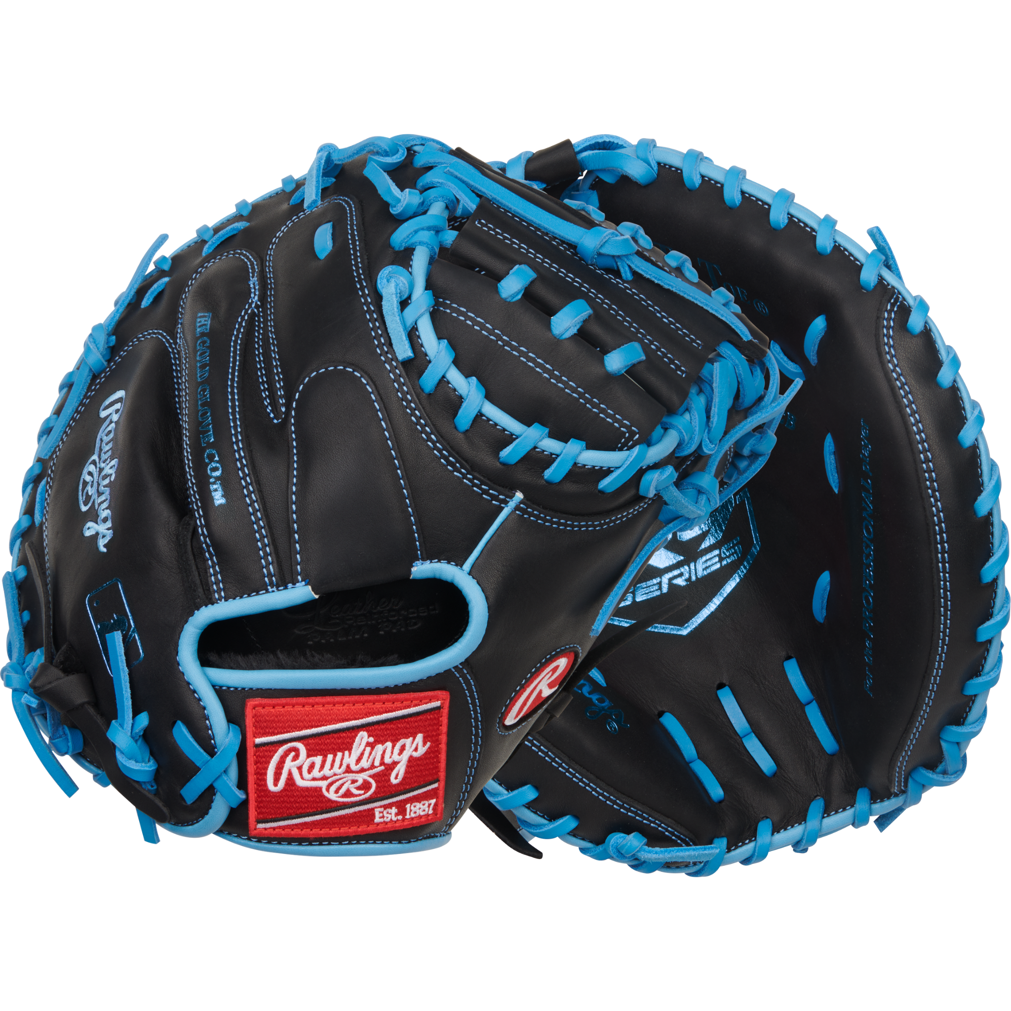 Rawlings R9 Baseball Series Catchers Mitt Baseball Glove 32.5" Black/Col. Blue