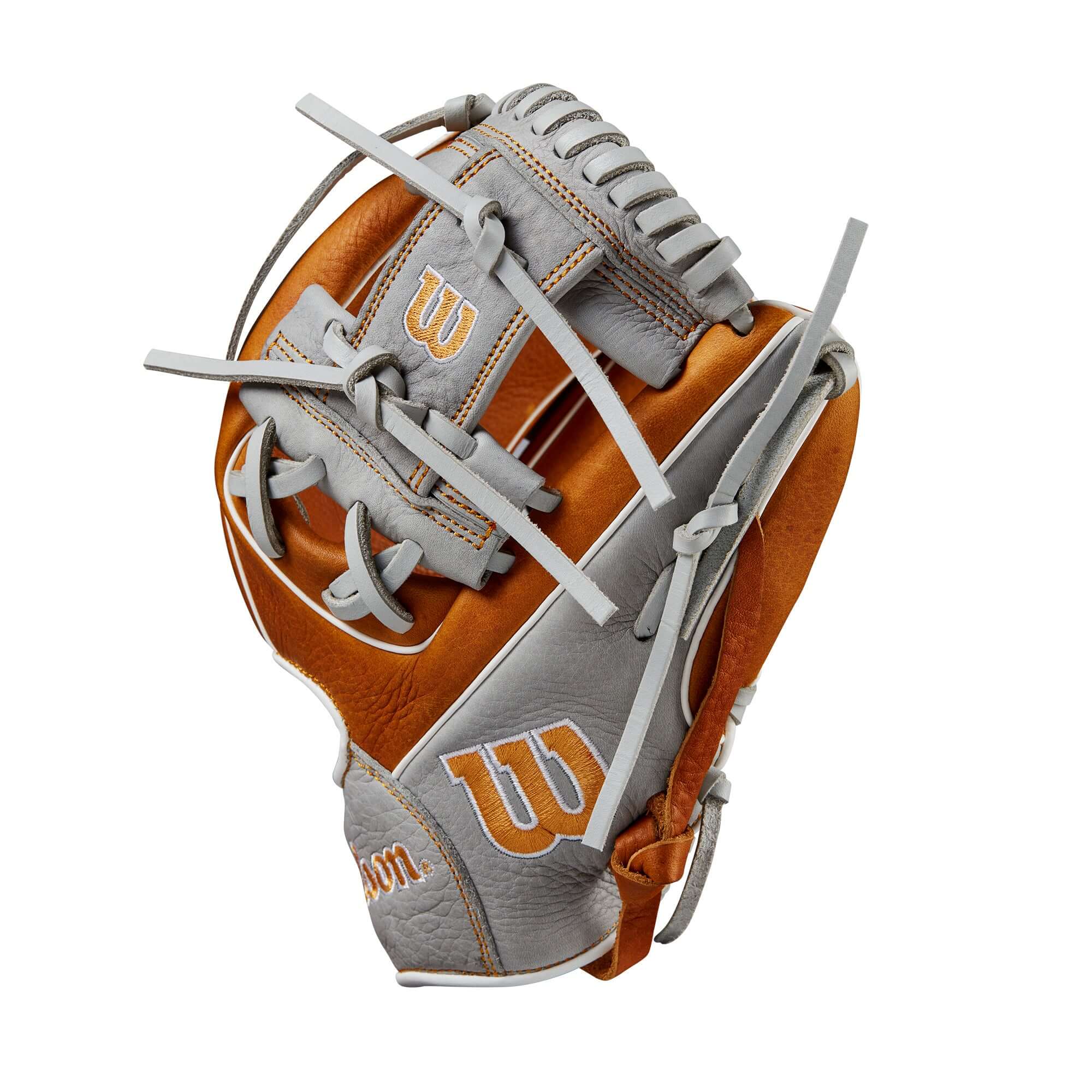 Wilson 2024 A1000 PF11 11” infield baseball glove in saddle tan and silver, designed for smaller hands.