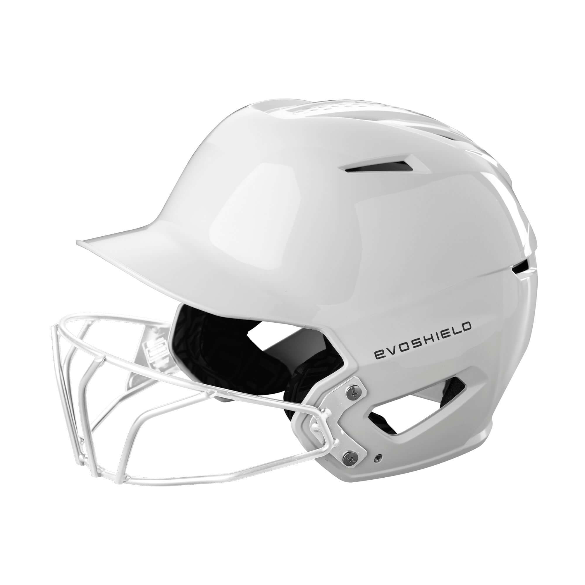 EvoShield XVT 2.0 Glossy Batting Helmet with Facemask, Team White / XS