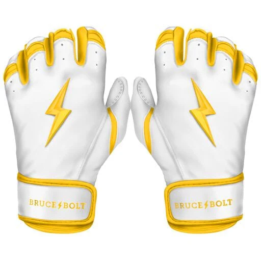 Bruce Bolt Premium Pro Chrome Short Cuff Batting Gloves Yellow
