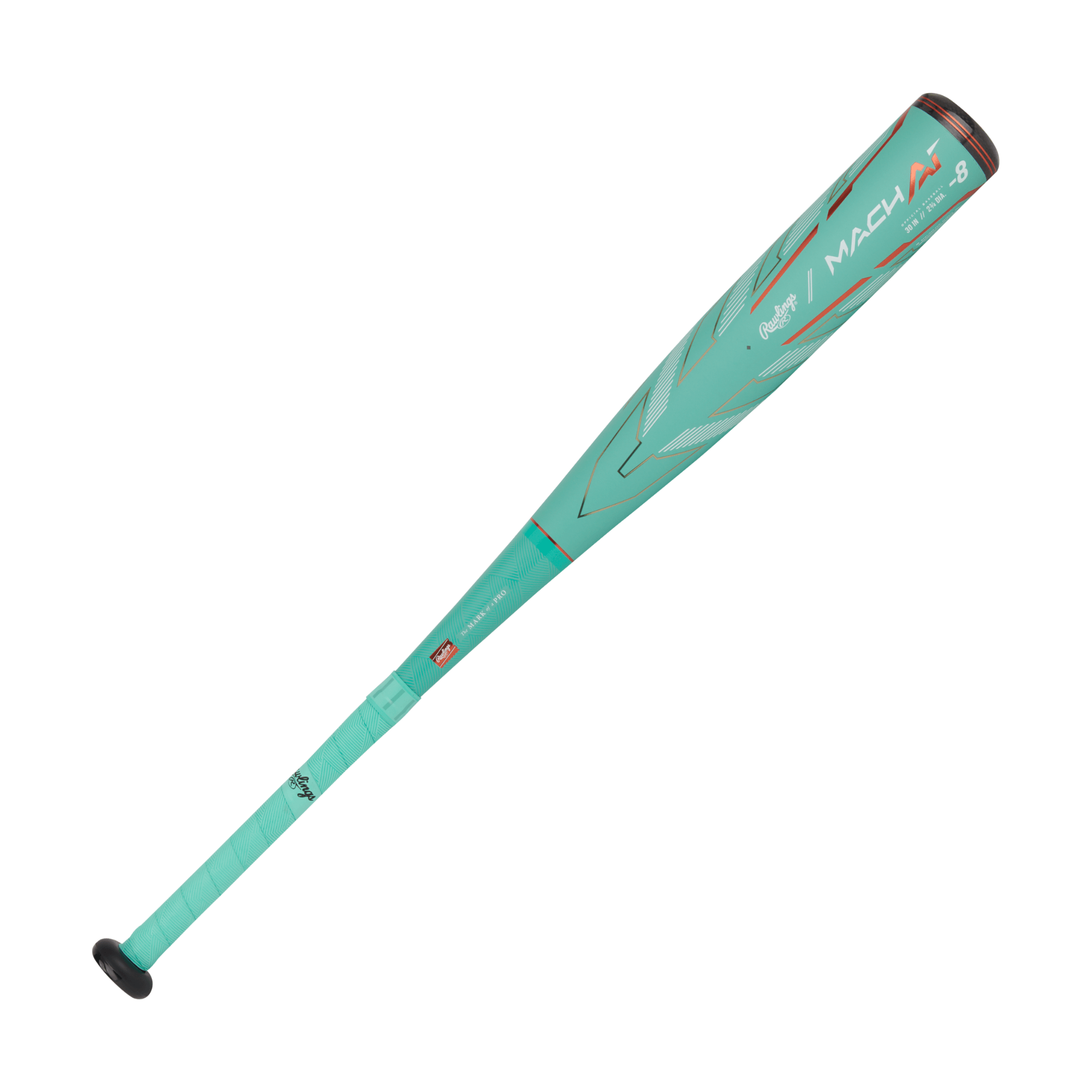 Rawlings Mach AI -8 USSSA youth baseball bat with 2 3/4" barrel, featuring advanced alloy construction for optimal performance.