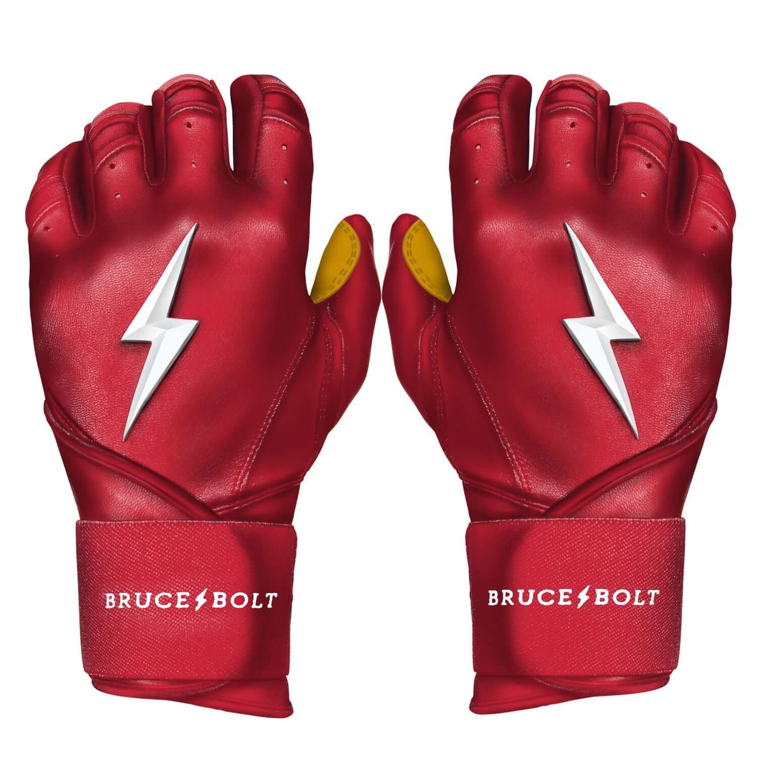 Bruce Bolt Youth Premium Pro Long Cuff Batting Gloves Red