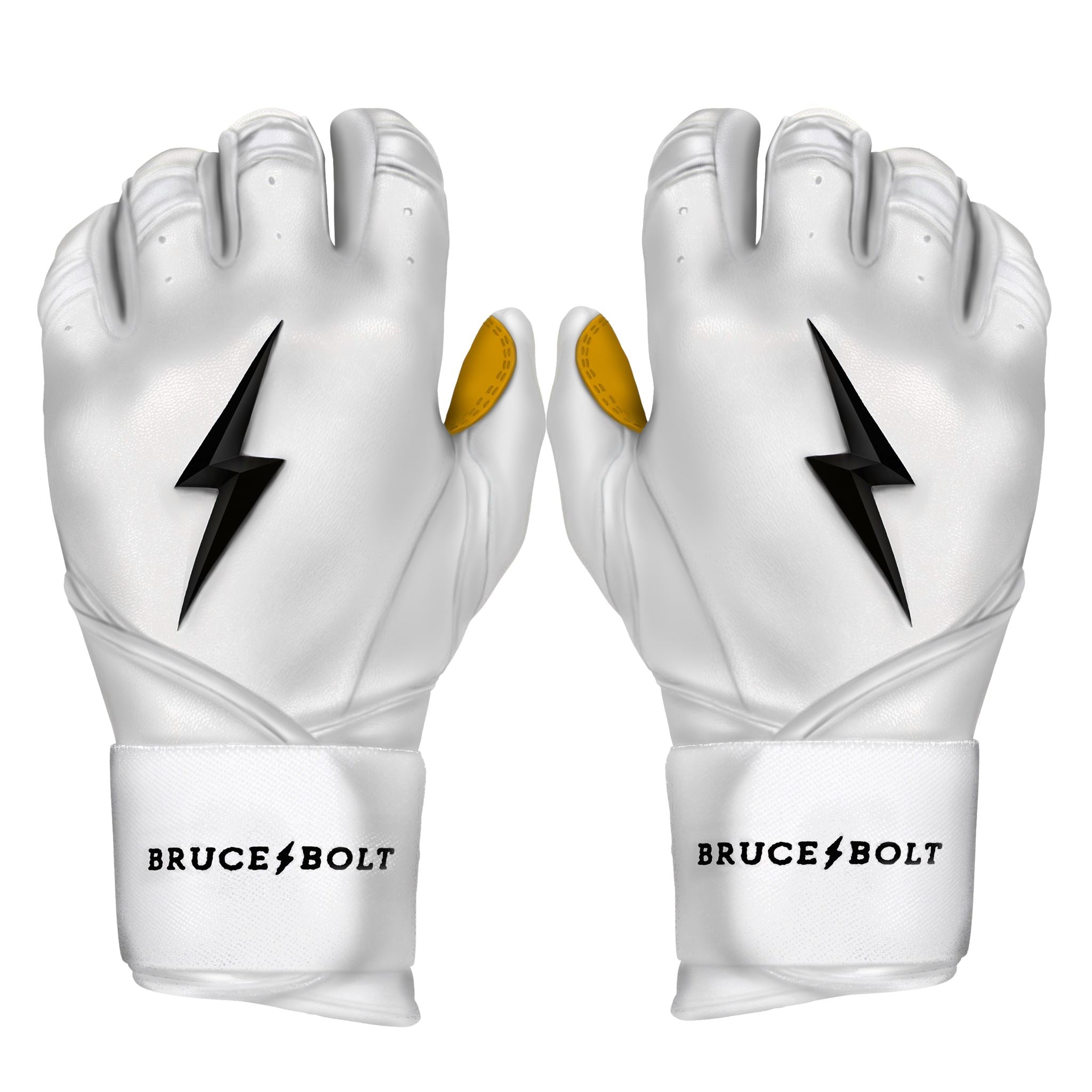 Bruce Bolt Premium Pro Long Cuff Batting Gloves White