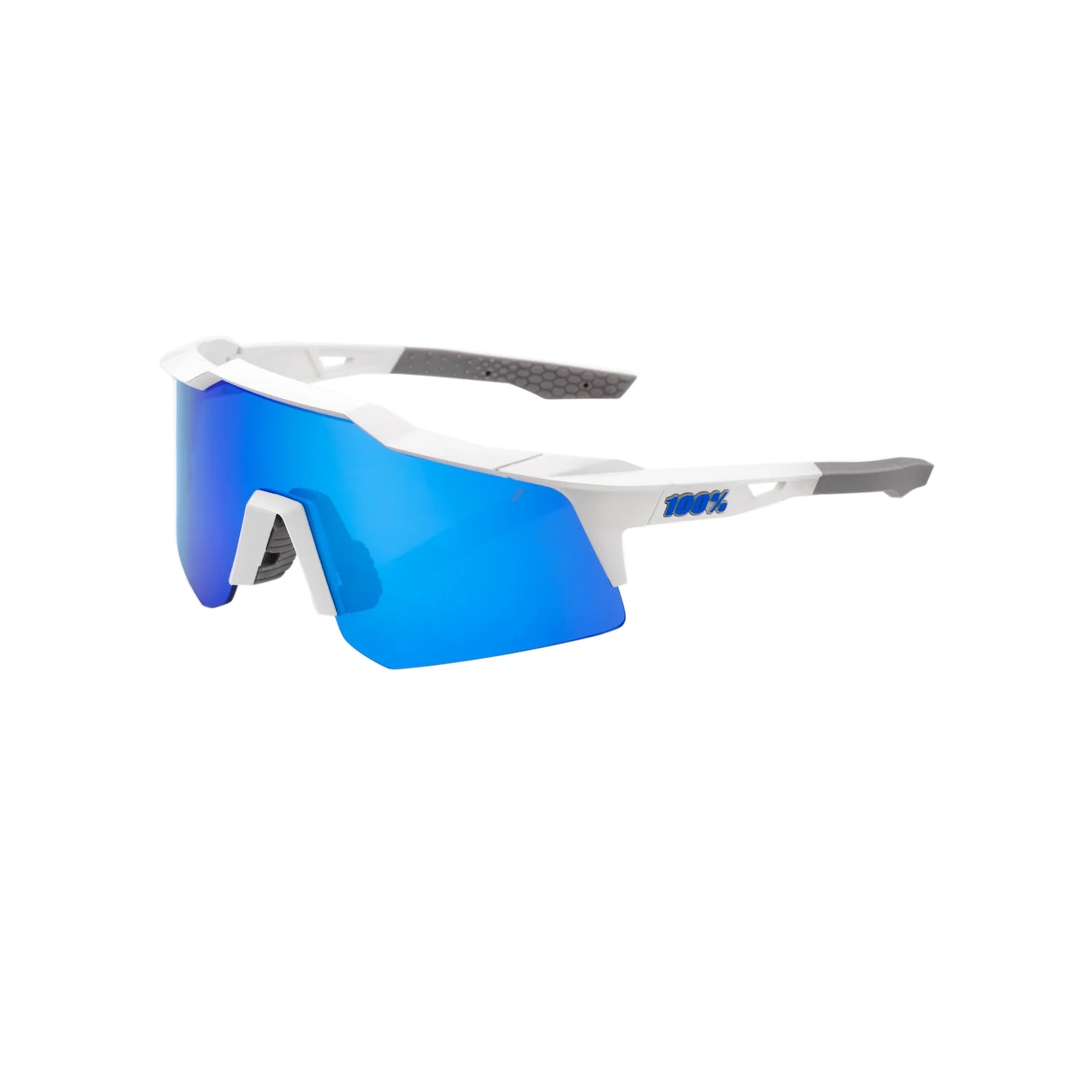 100% Speedcraft XS - Matte White - Blue Multilayer Mirror Lens
